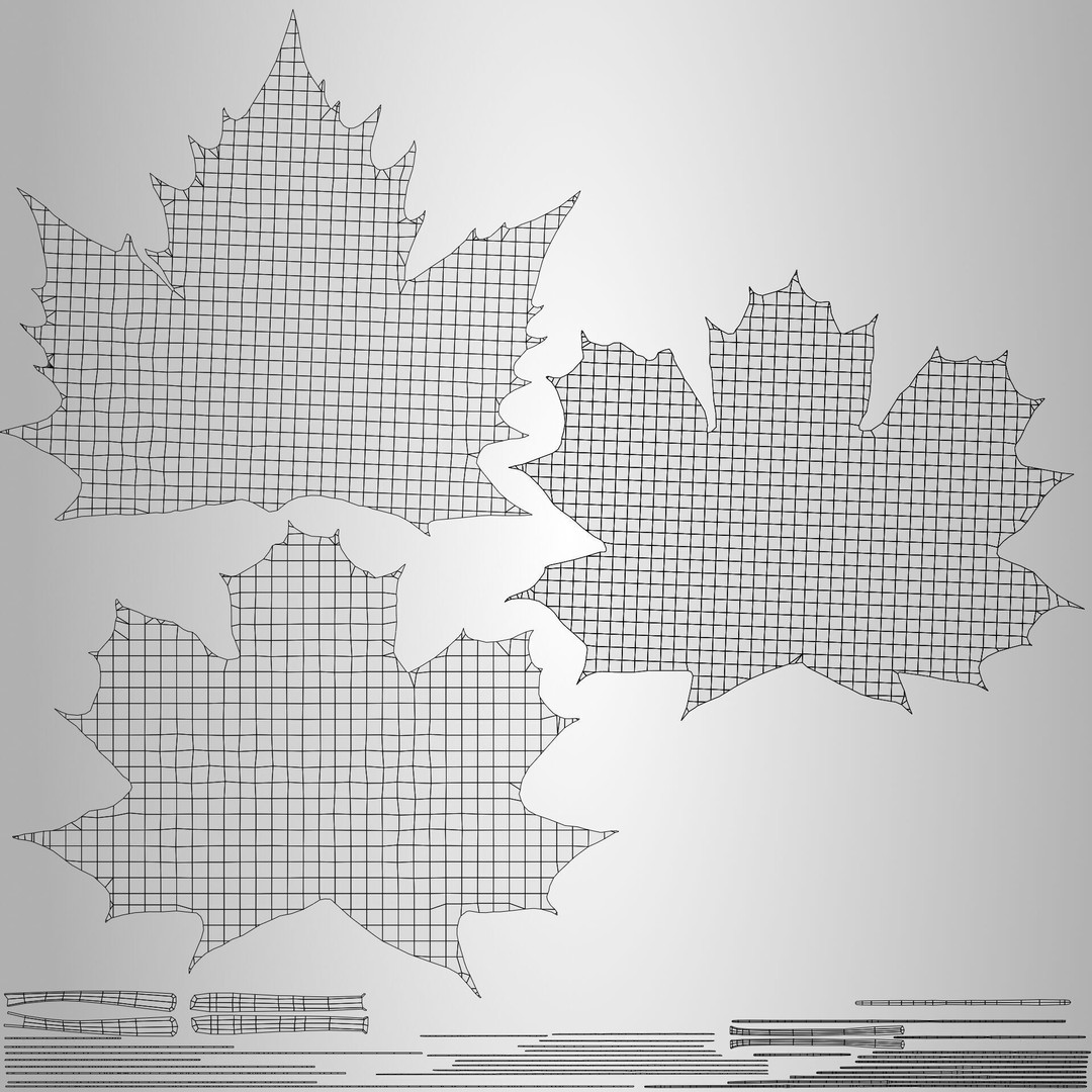 Autumn Maple Leaves 3D Model – Low Poly PBR Game Asset, FBX, OBJ