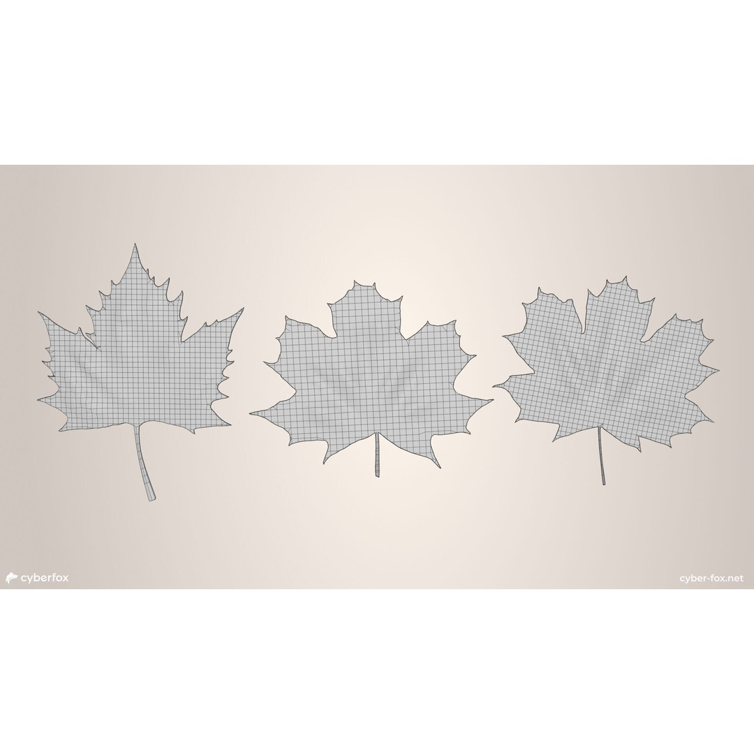 Autumn Maple Leaves 3D Model – Low Poly PBR Game Asset, FBX, OBJ - View 10