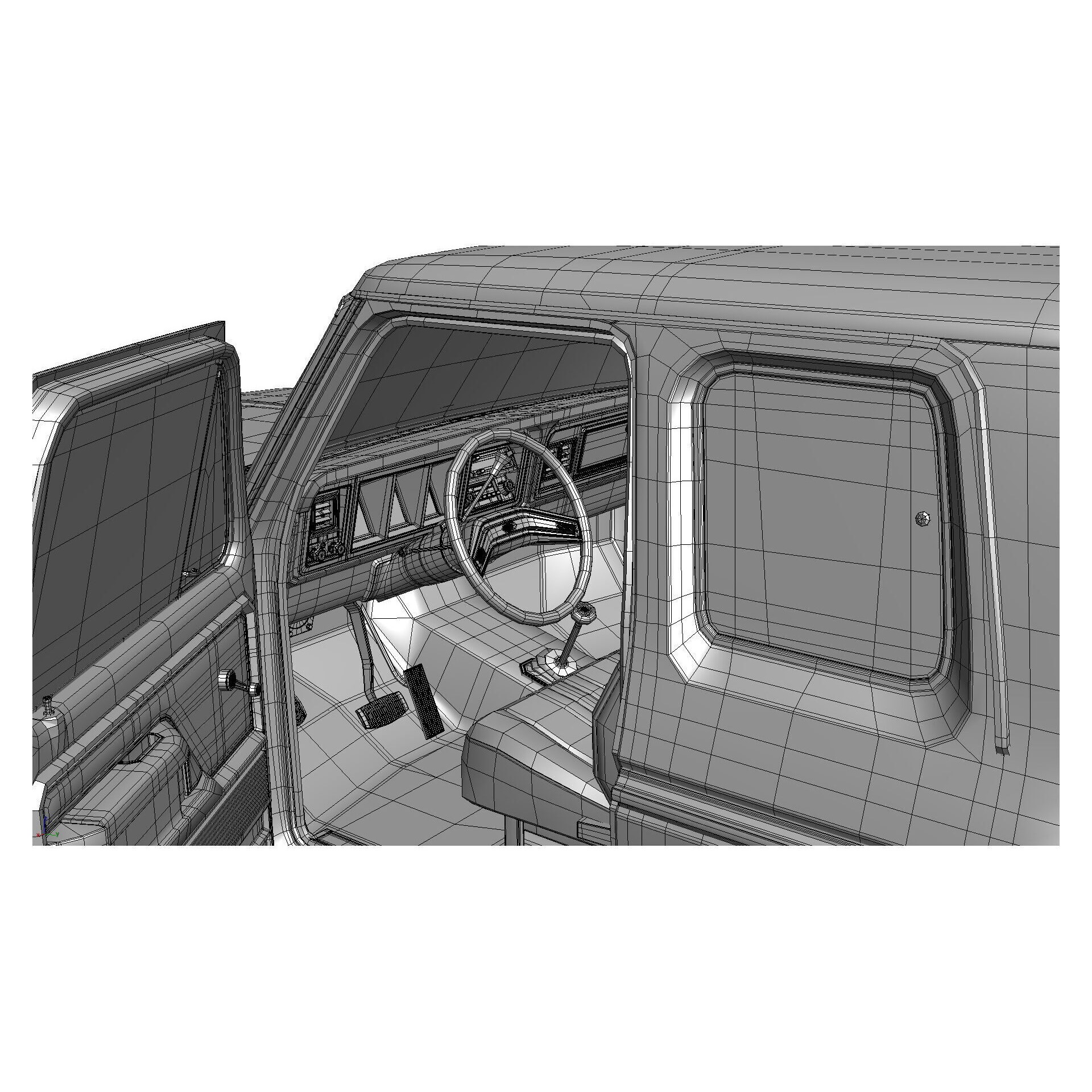 Pickup F250 Super Cab 1973-1978 - Game-Ready 3D Model