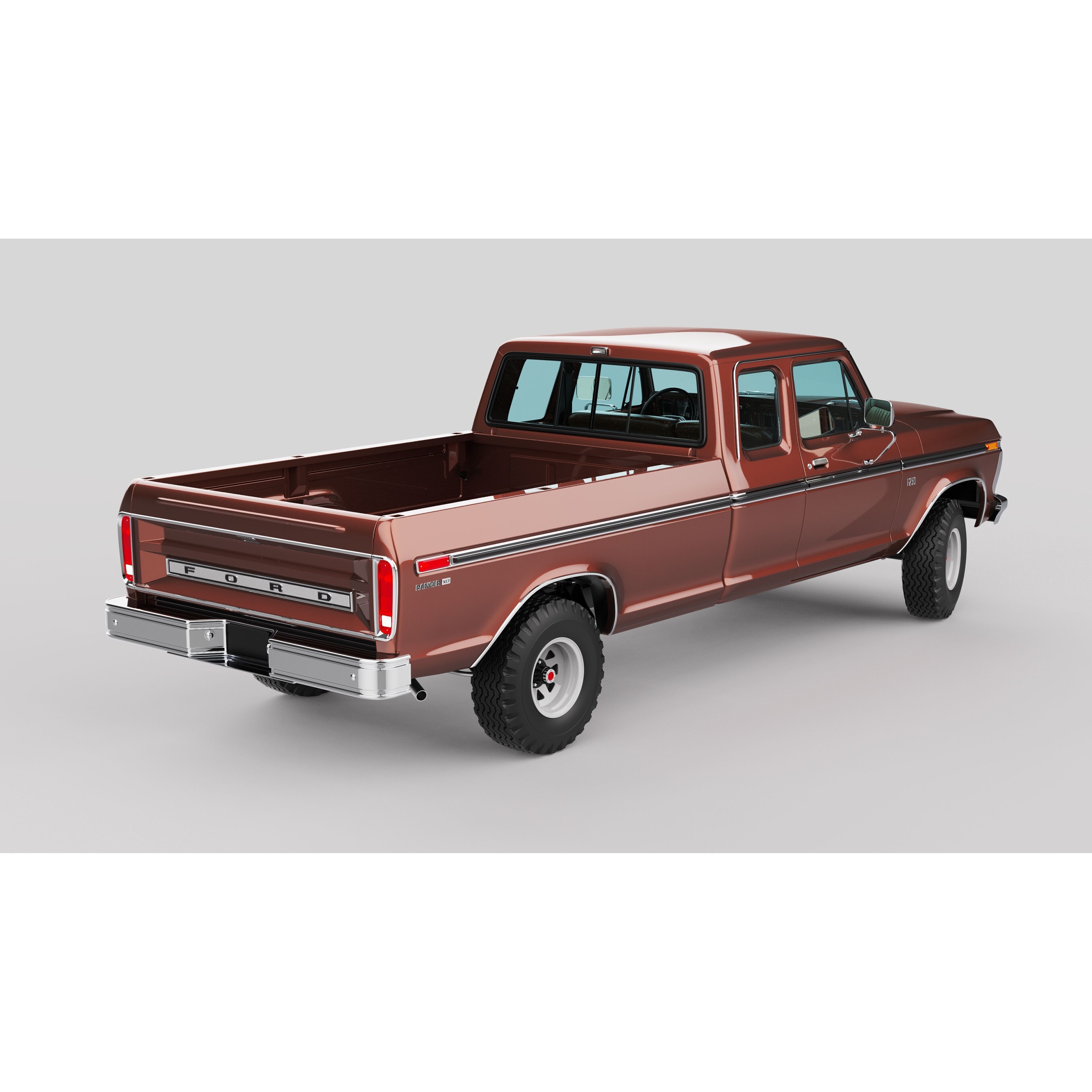 Pickup F250 Super Cab 1973-1978 - Game-Ready 3D Model - View 10