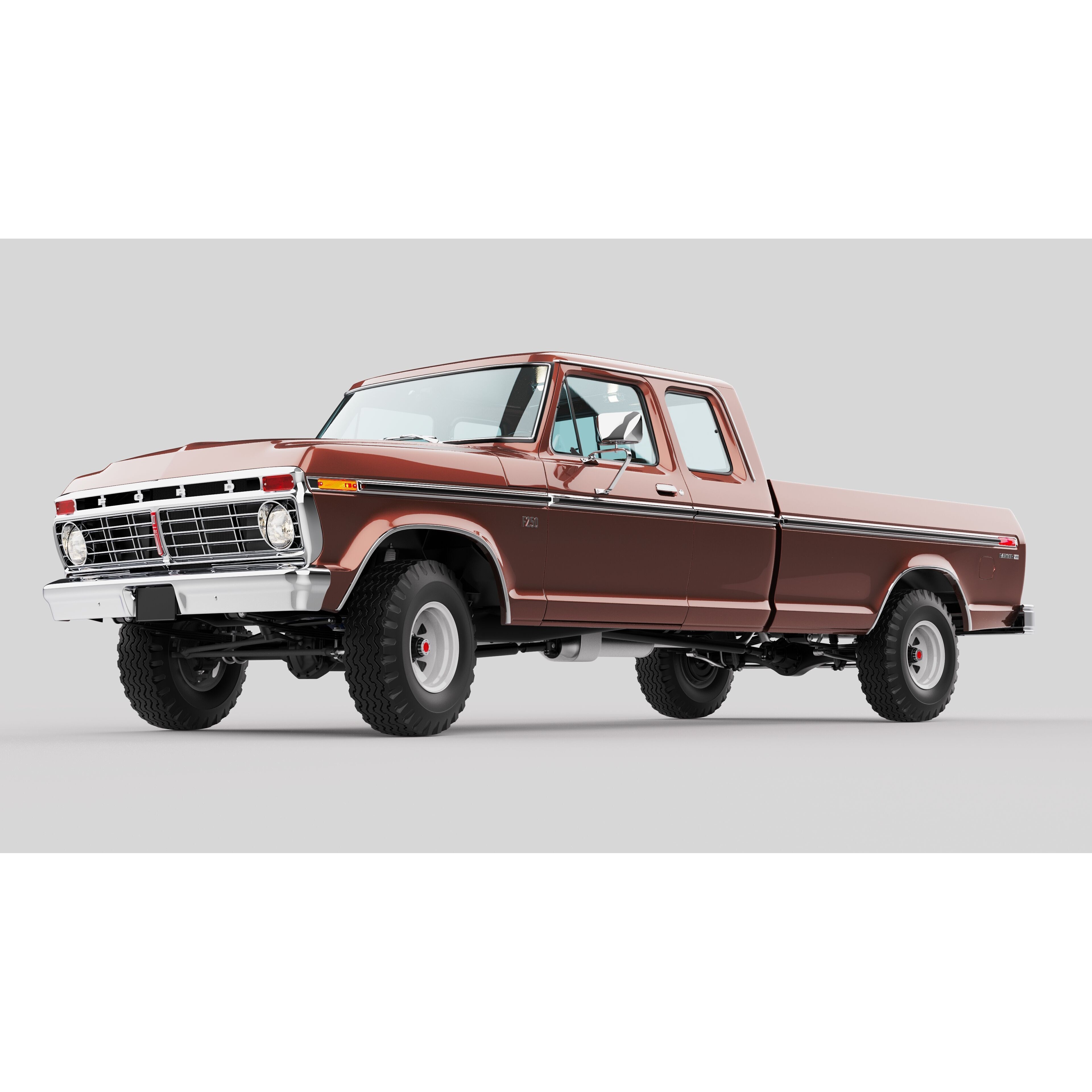 Pickup F250 Super Cab 1973-1978 - Game-Ready 3D Model - View 12