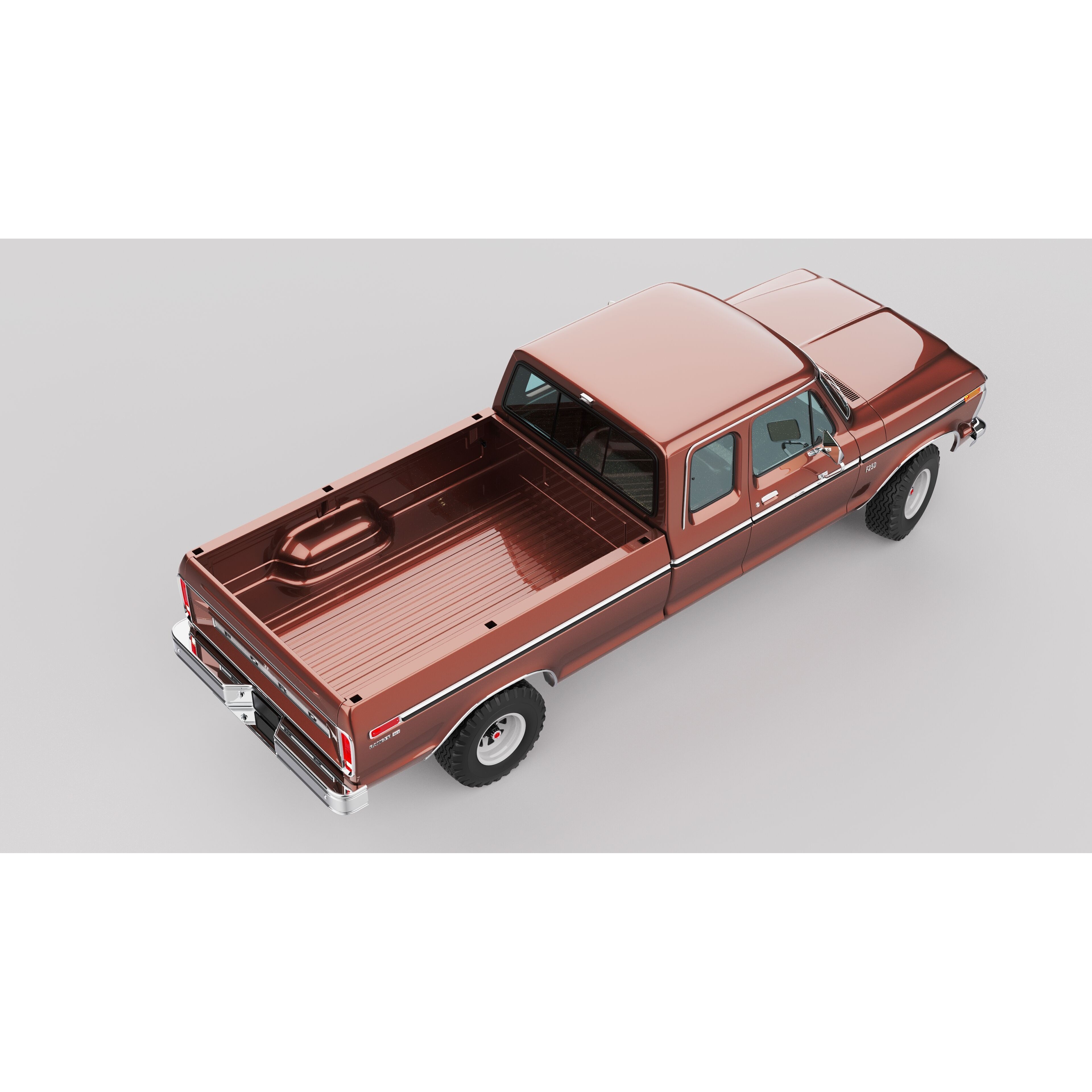 Pickup F250 Super Cab 1973-1978 - Game-Ready 3D Model - View 14