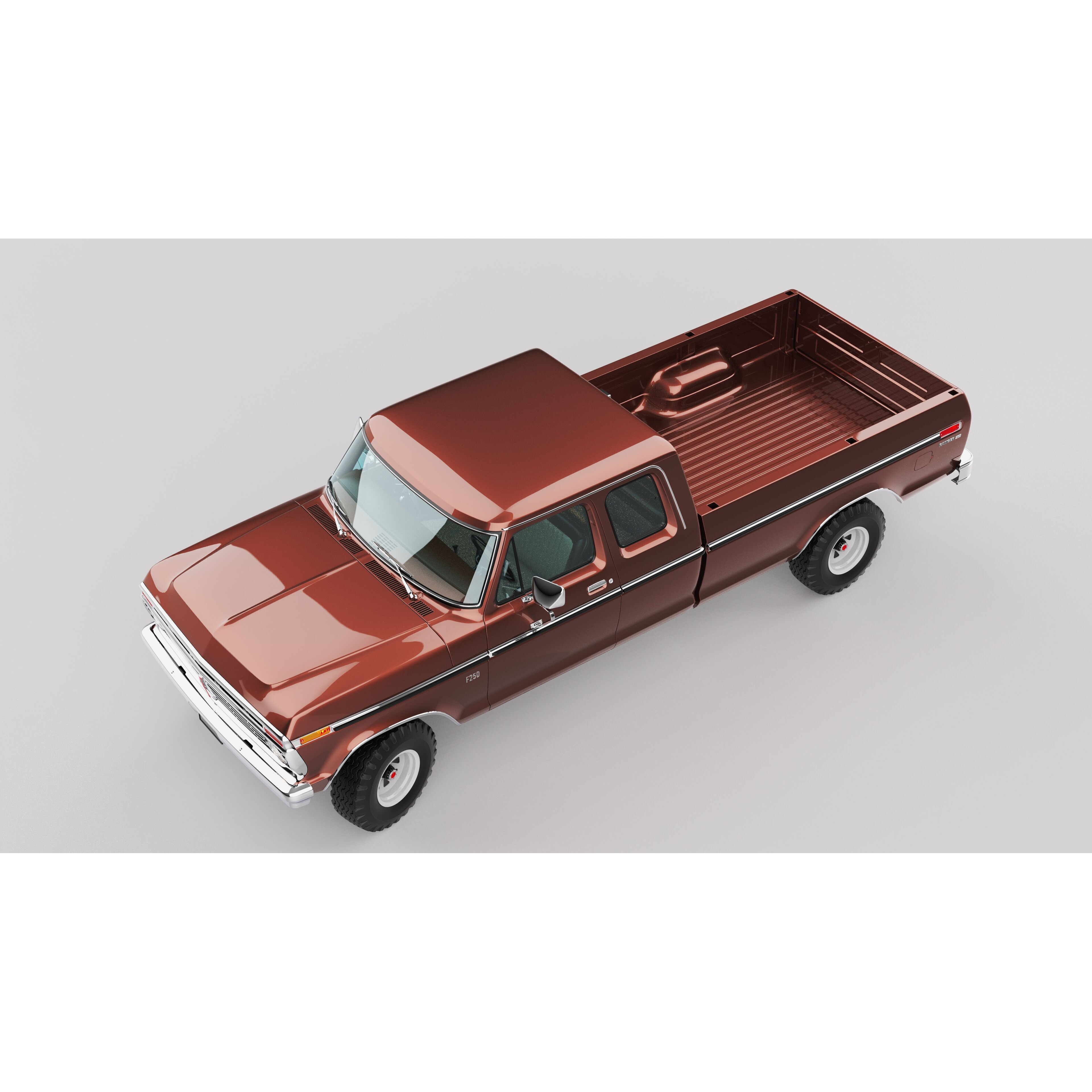 Pickup F250 Super Cab 1973-1978 - Game-Ready 3D Model - View 15