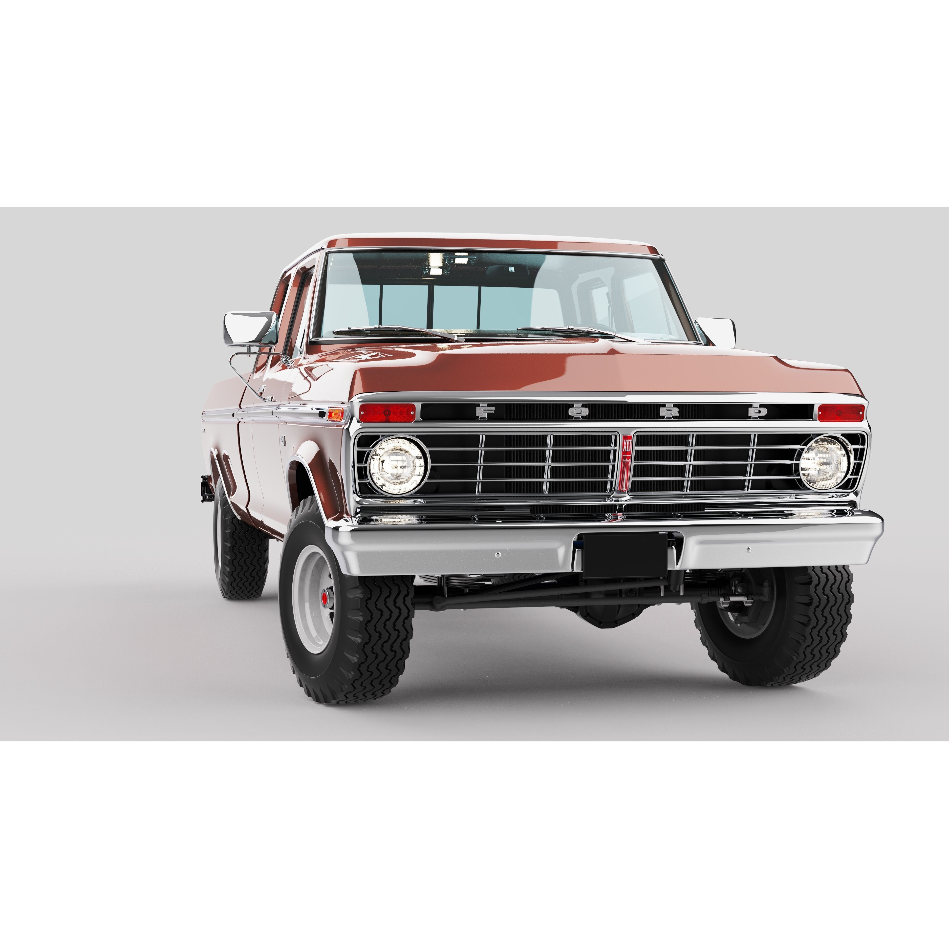 Pickup F250 Super Cab 1973-1978 - Game-Ready 3D Model - View 16