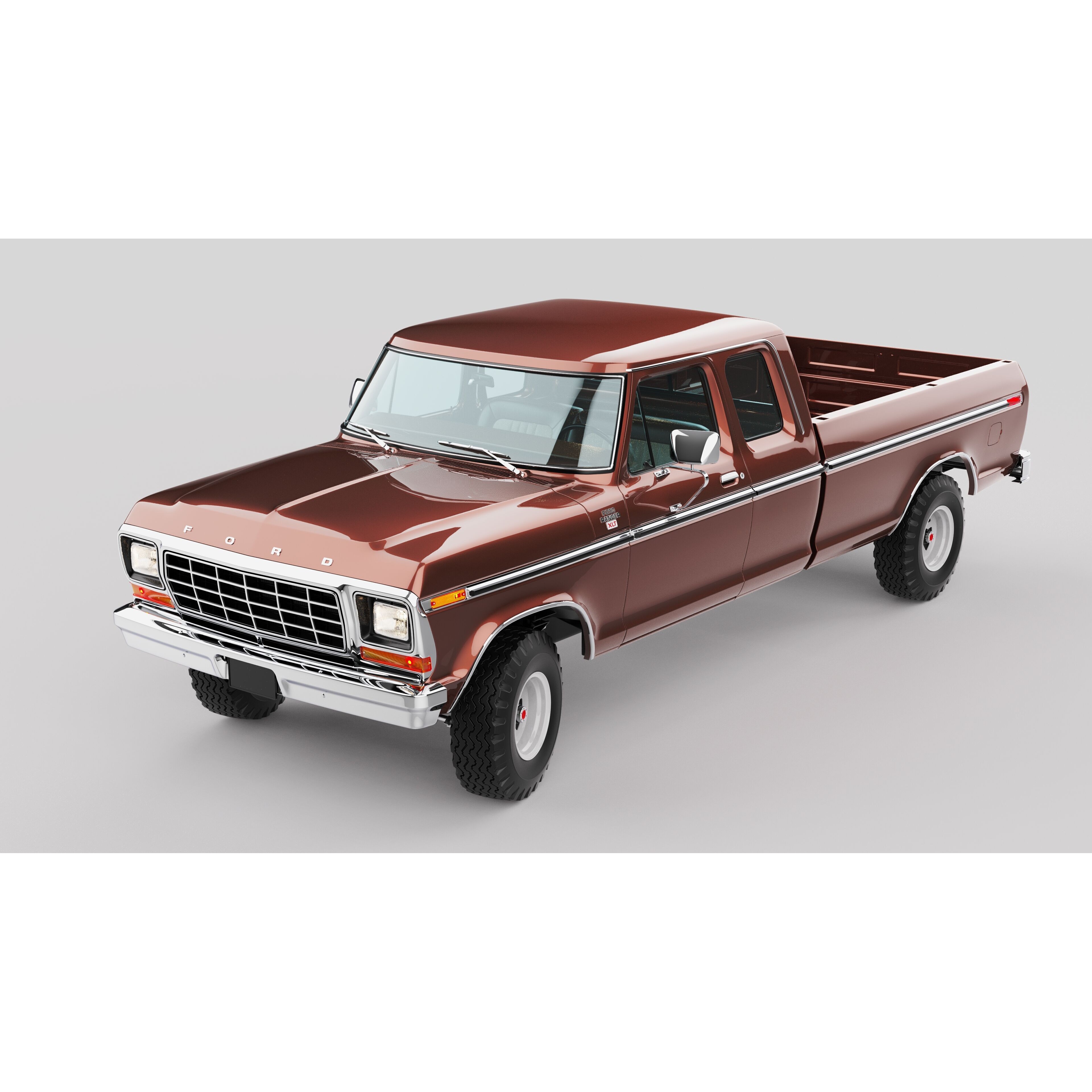 Pickup F250 Super Cab 1973-1978 - Game-Ready 3D Model - View 26