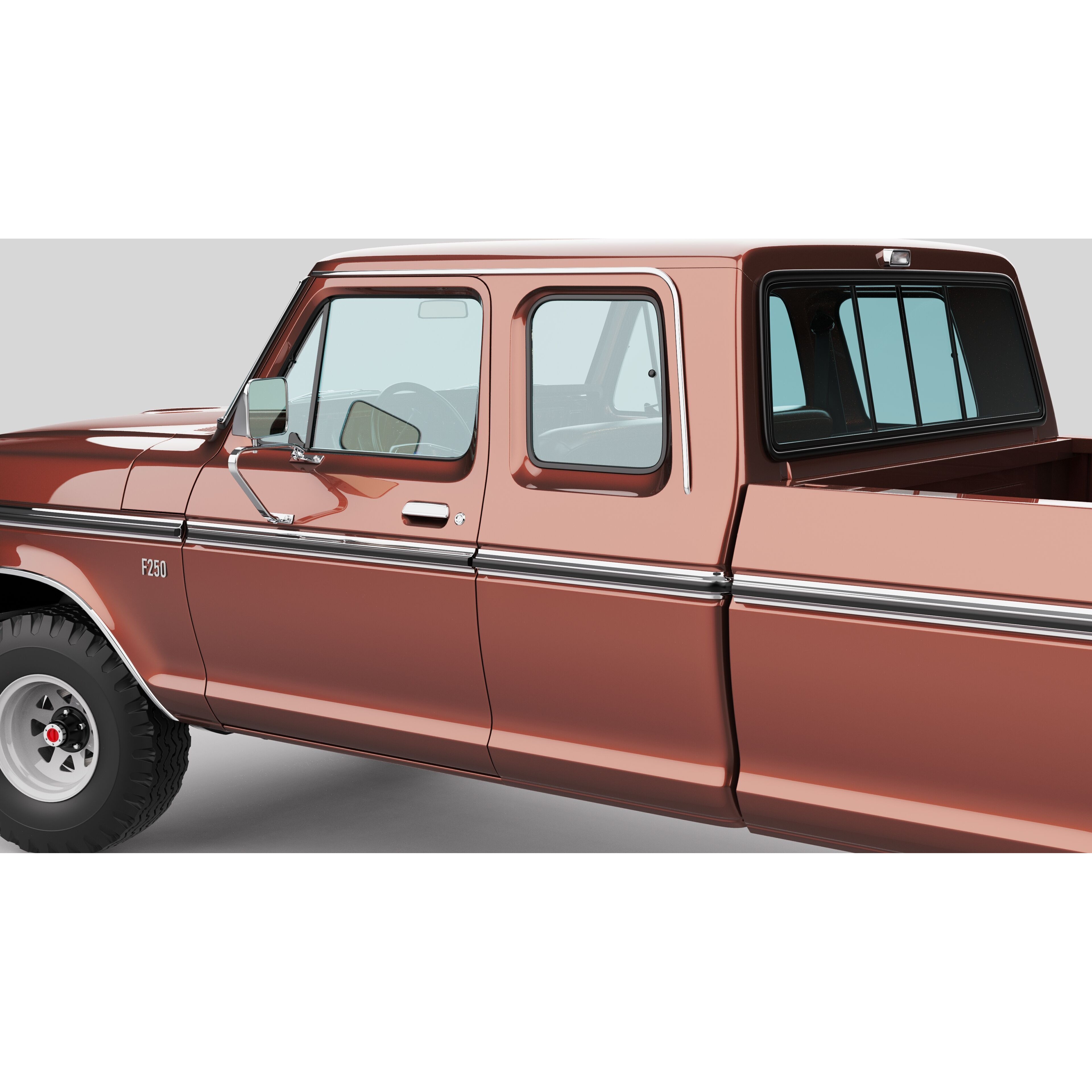 Pickup F250 Super Cab 1973-1978 - Game-Ready 3D Model - View 27