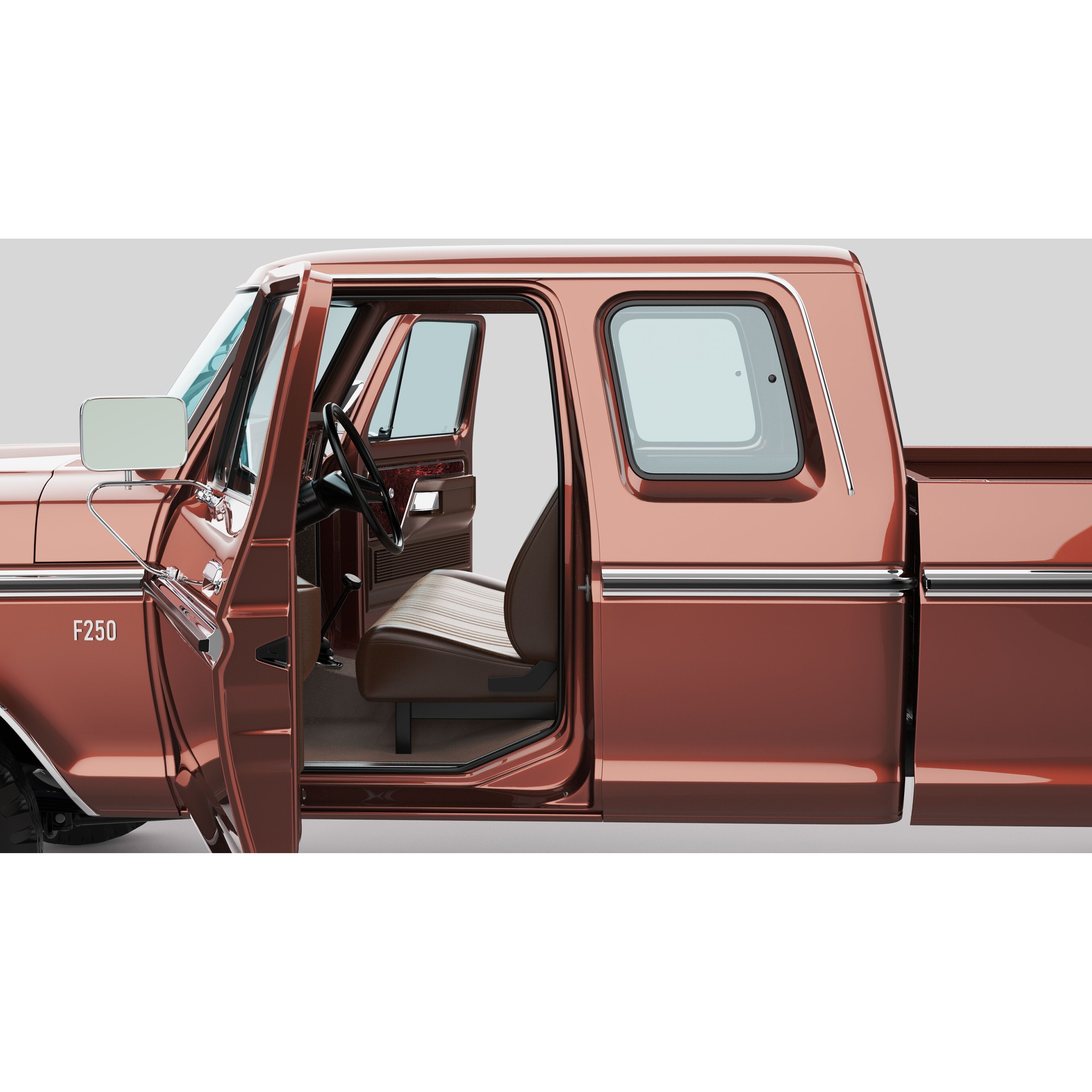 Pickup F250 Super Cab 1973-1978 - Game-Ready 3D Model - View 28