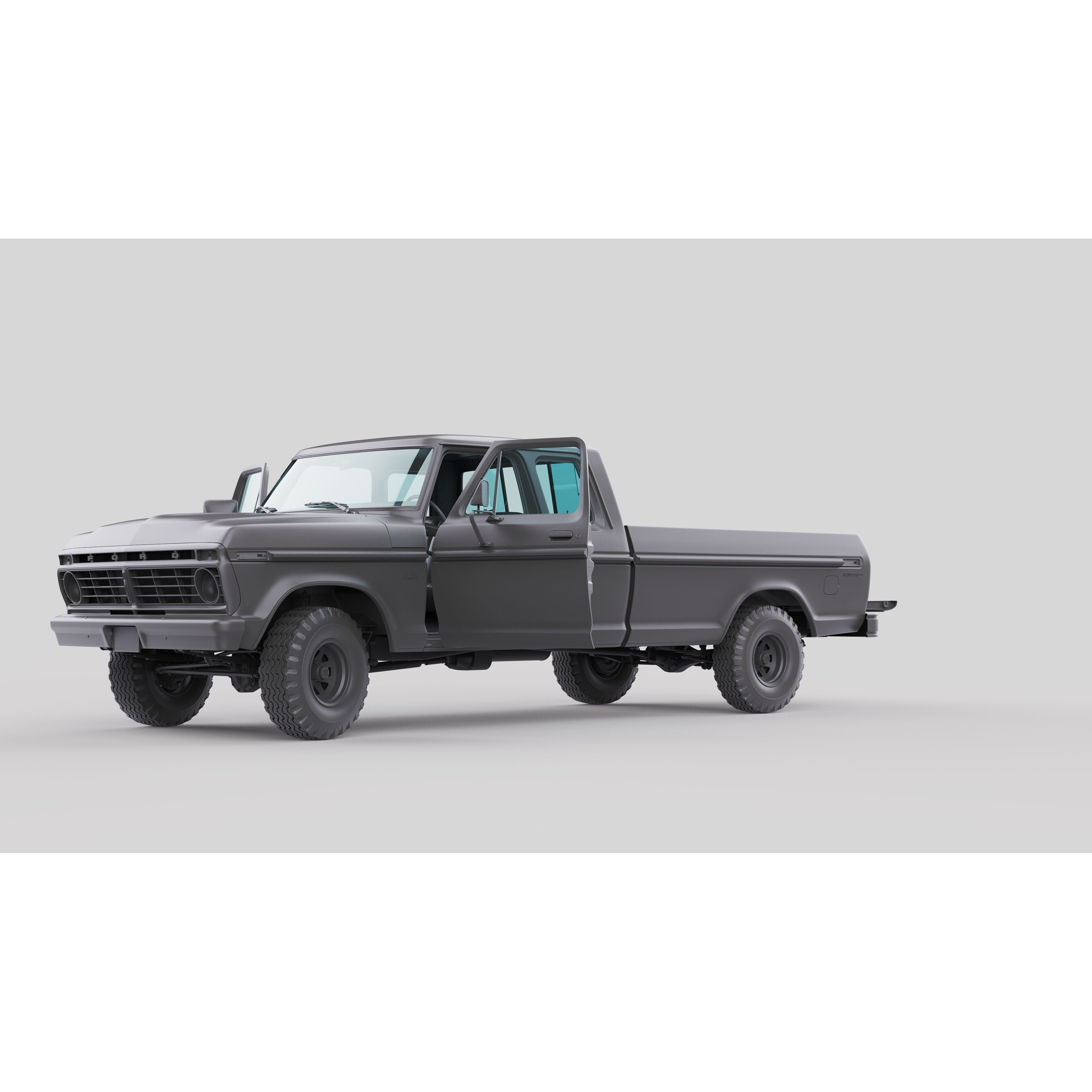 Pickup F250 Super Cab 1973-1978 - Game-Ready 3D Model - View 29
