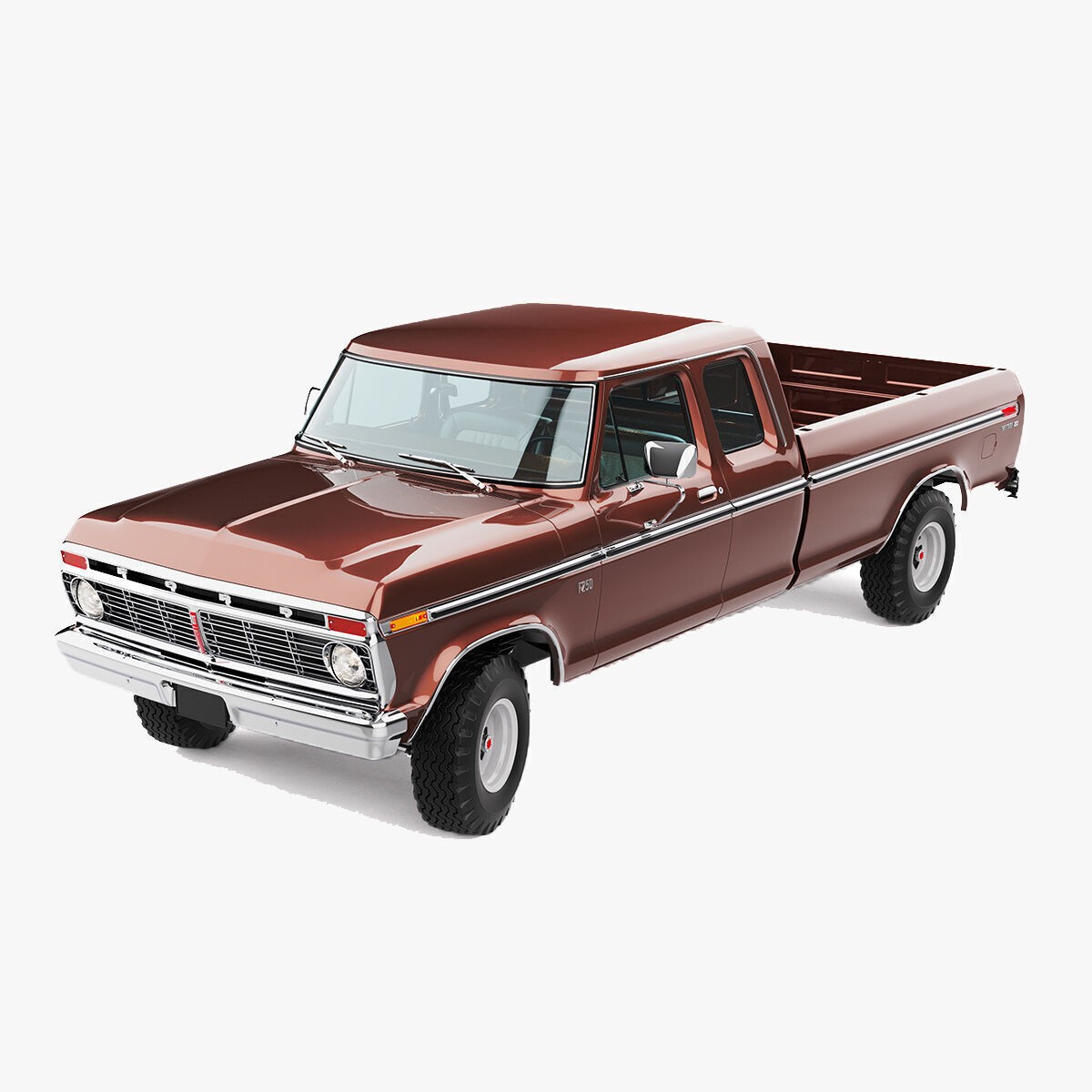 Pickup F250 Super Cab 1973-1978 - Game-Ready 3D Model - View 3