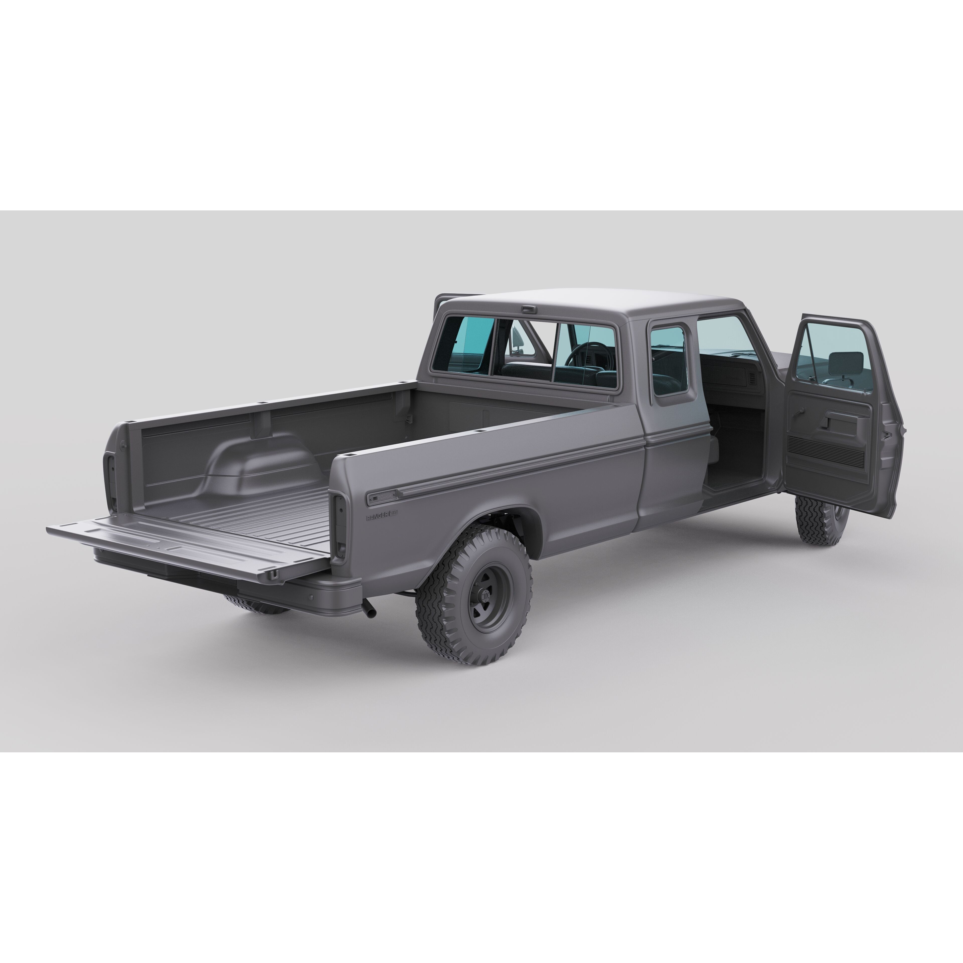 Pickup F250 Super Cab 1973-1978 - Game-Ready 3D Model - View 30