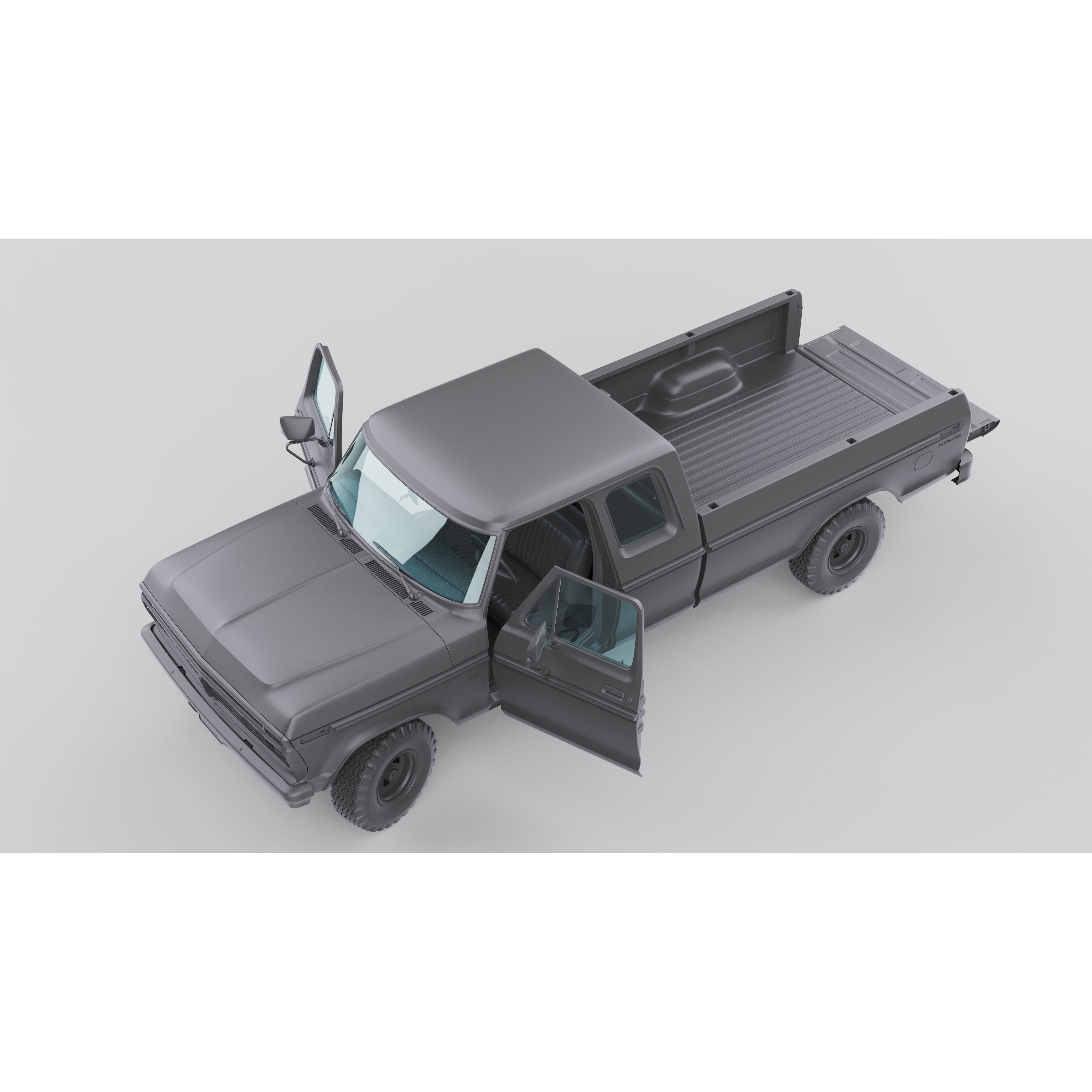 Pickup F250 Super Cab 1973-1978 - Game-Ready 3D Model - View 40