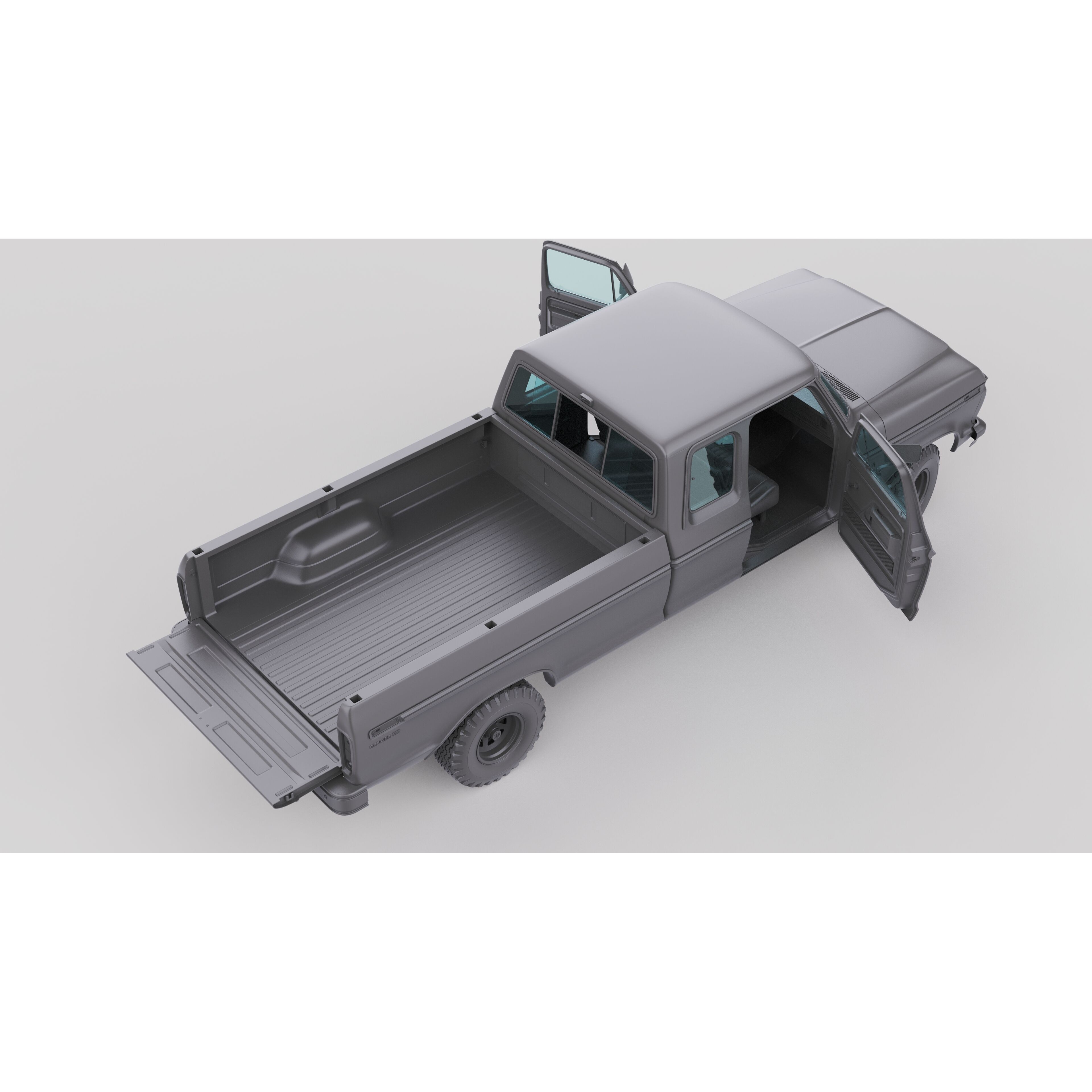 Pickup F250 Super Cab 1973-1978 - Game-Ready 3D Model - View 42