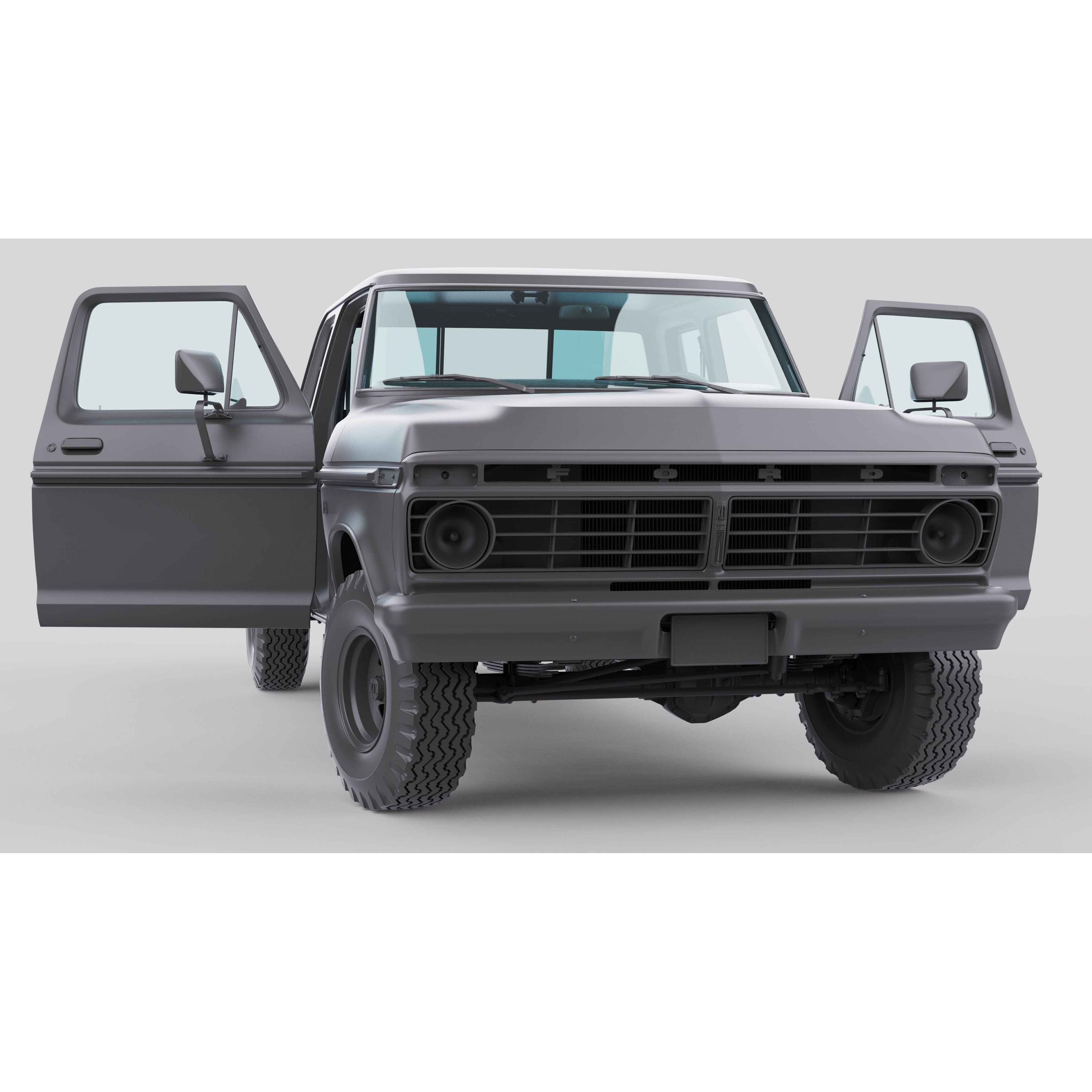 Pickup F250 Super Cab 1973-1978 - Game-Ready 3D Model - View 45