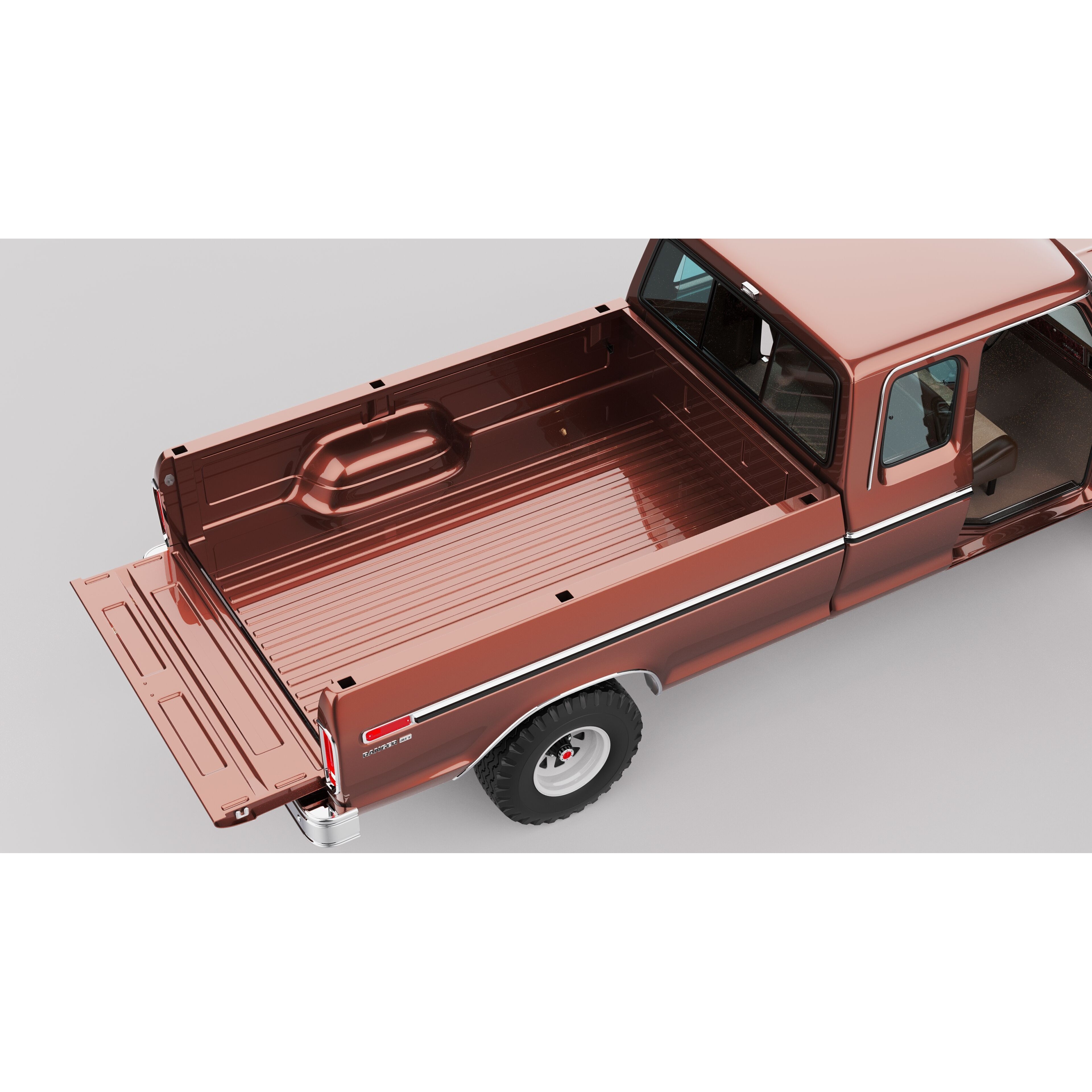 Pickup F250 Super Cab 1973-1978 - Game-Ready 3D Model - View 48