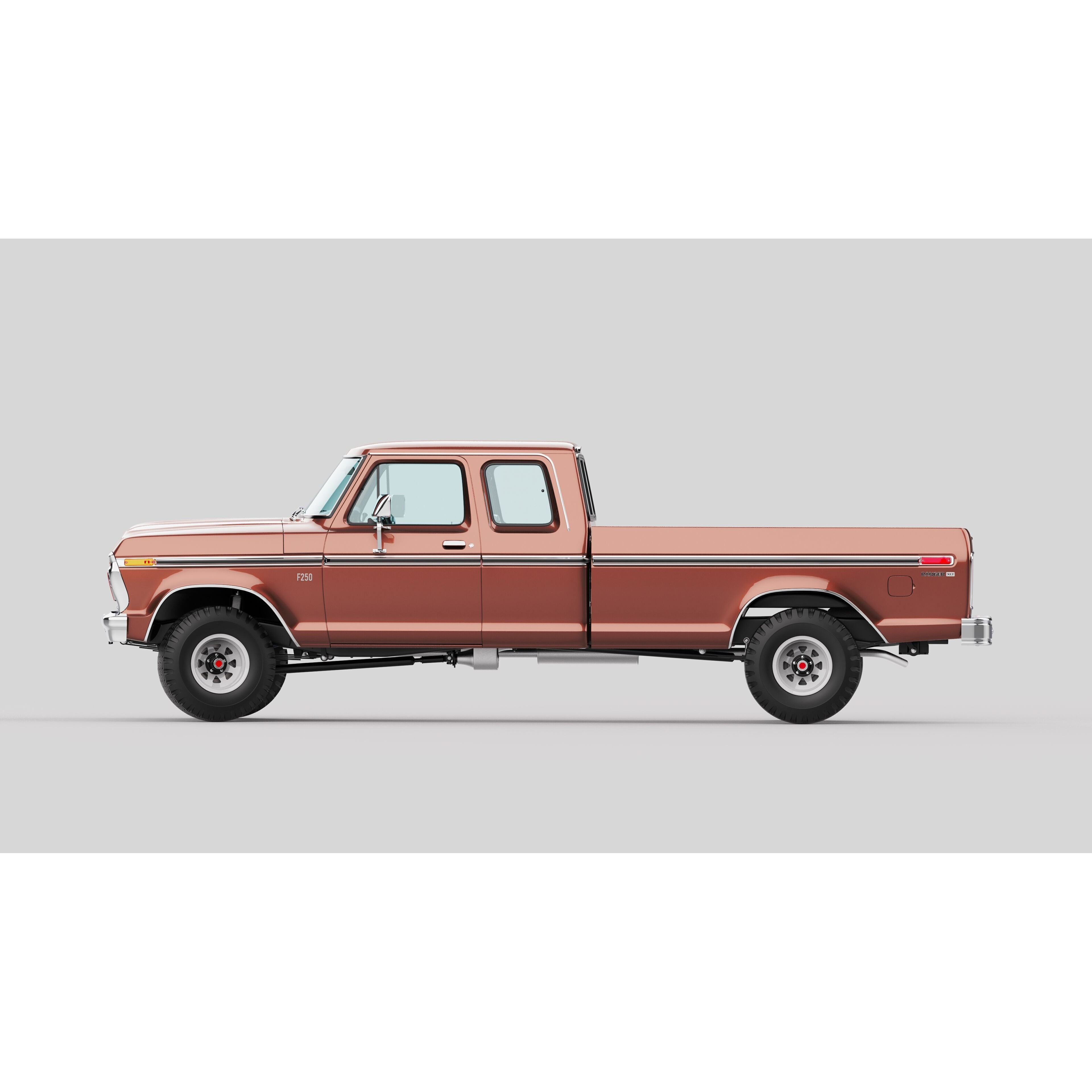 Pickup F250 Super Cab 1973-1978 - Game-Ready 3D Model - View 5