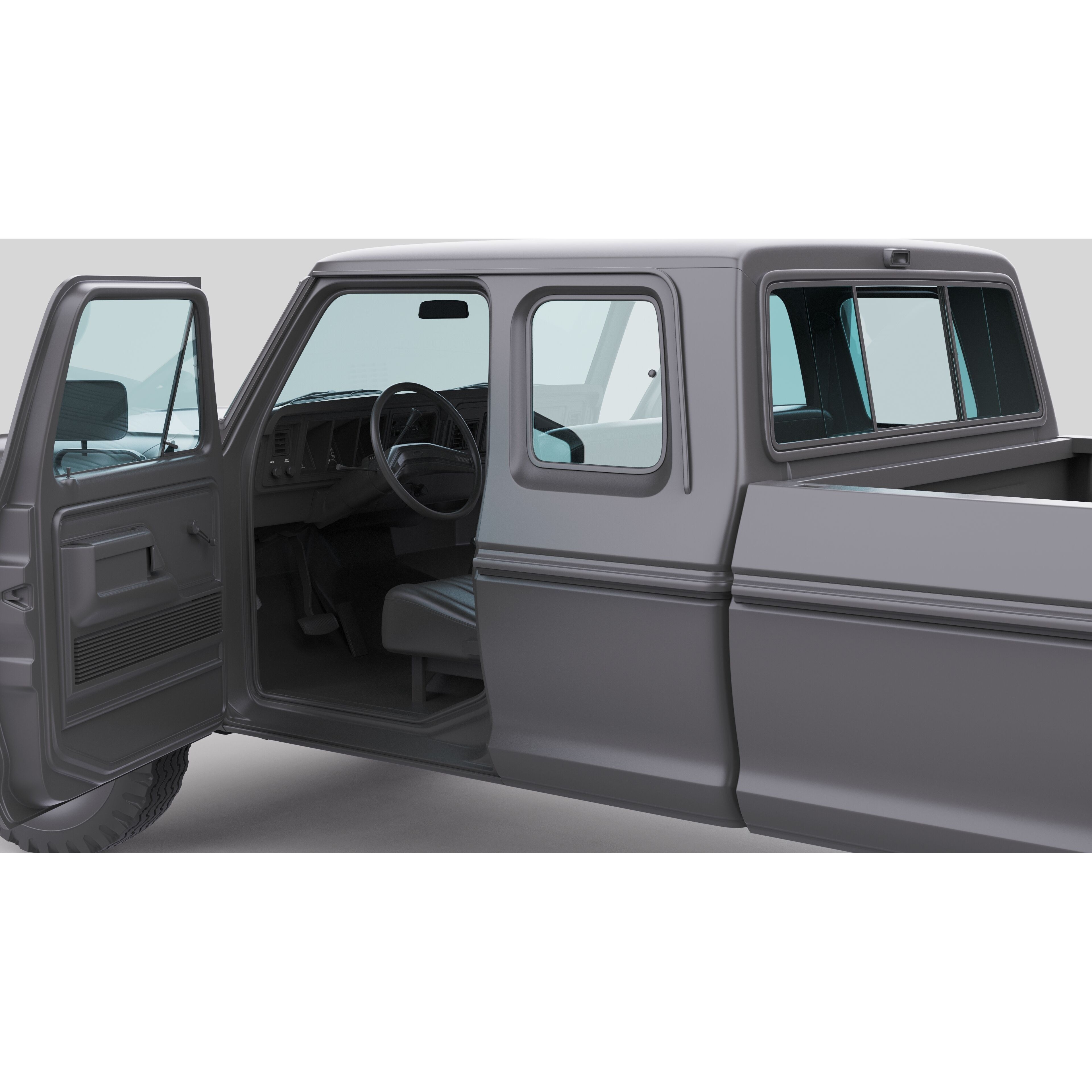 Pickup F250 Super Cab 1973-1978 - Game-Ready 3D Model - View 52