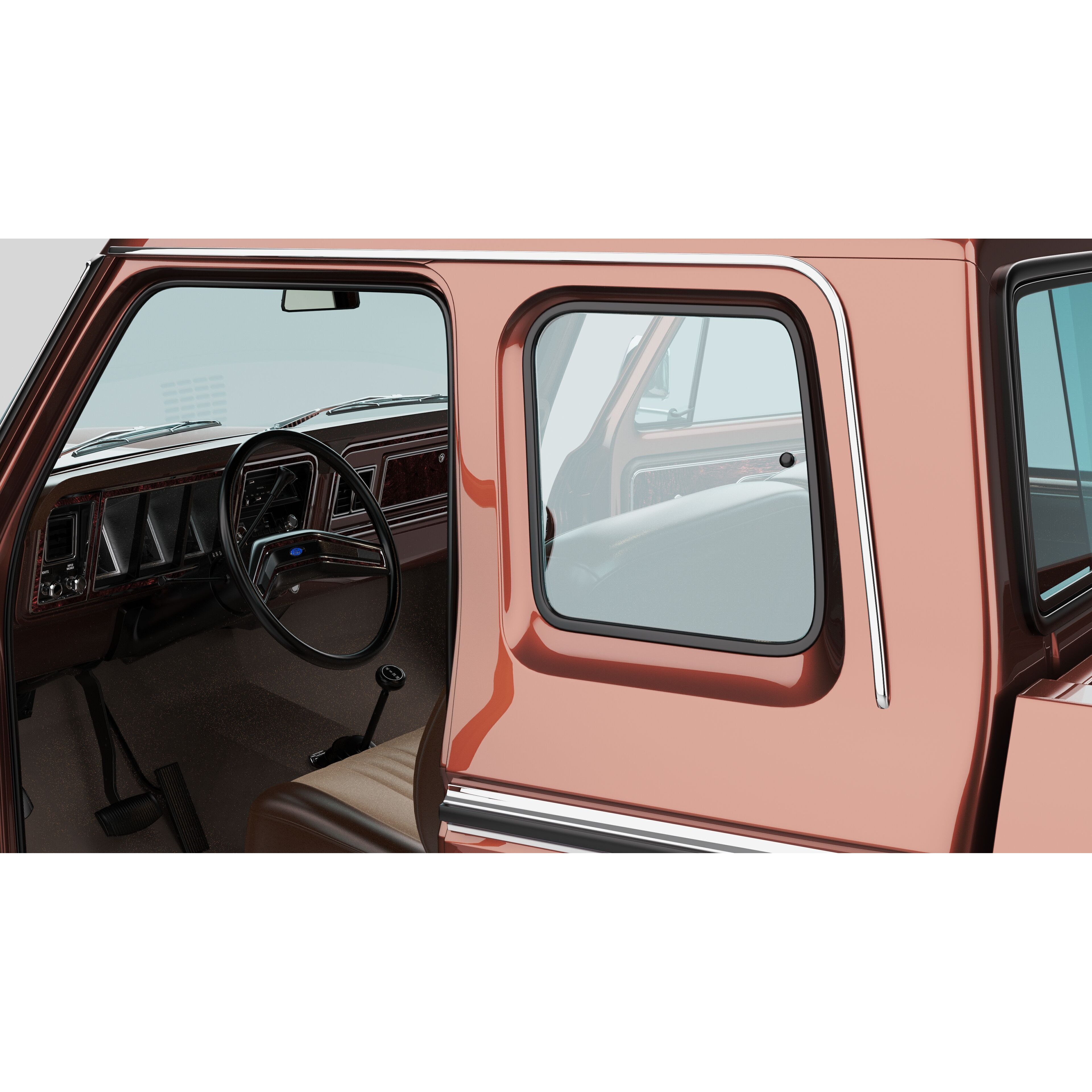 Pickup F250 Super Cab 1973-1978 - Game-Ready 3D Model - View 55