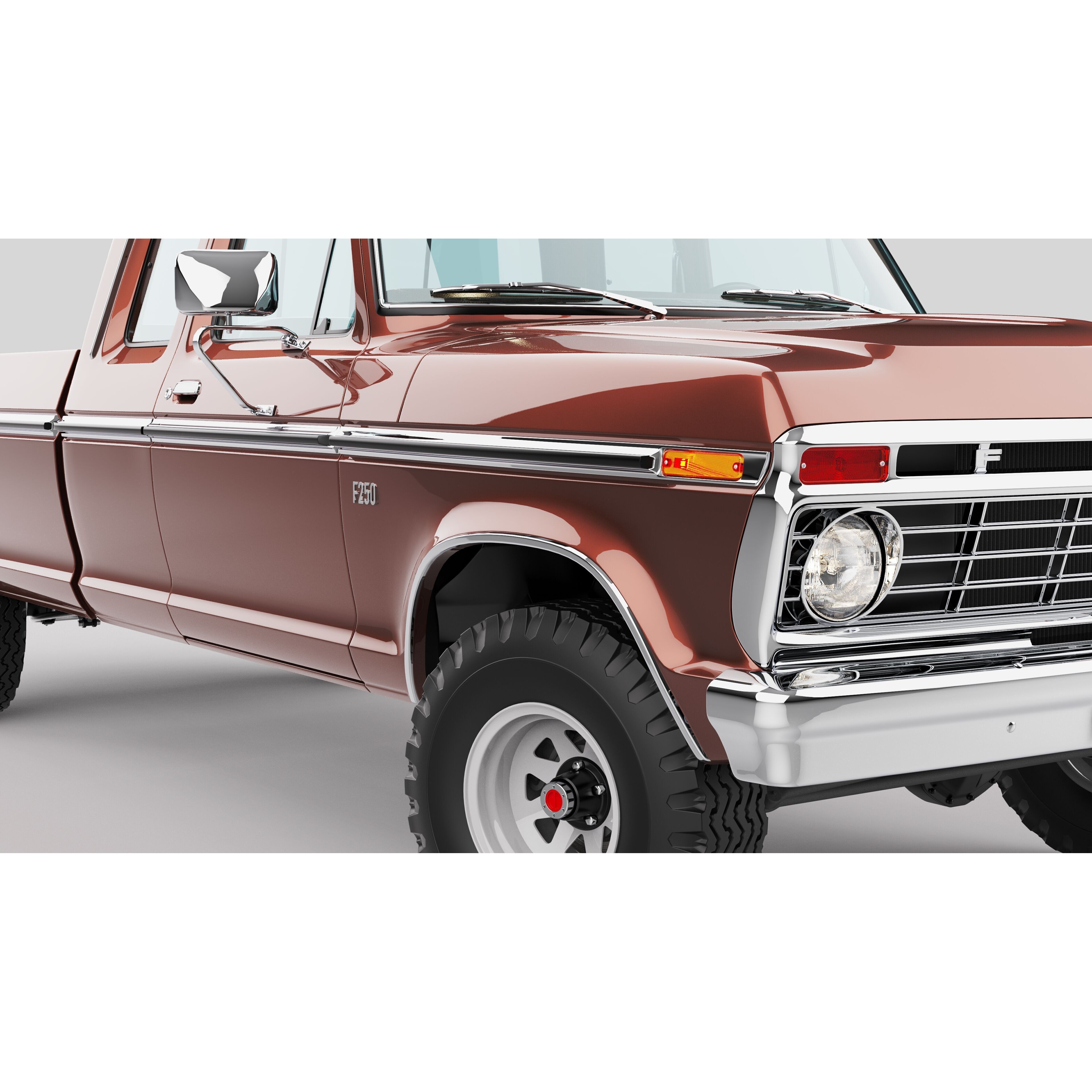 Pickup F250 Super Cab 1973-1978 - Game-Ready 3D Model - View 59