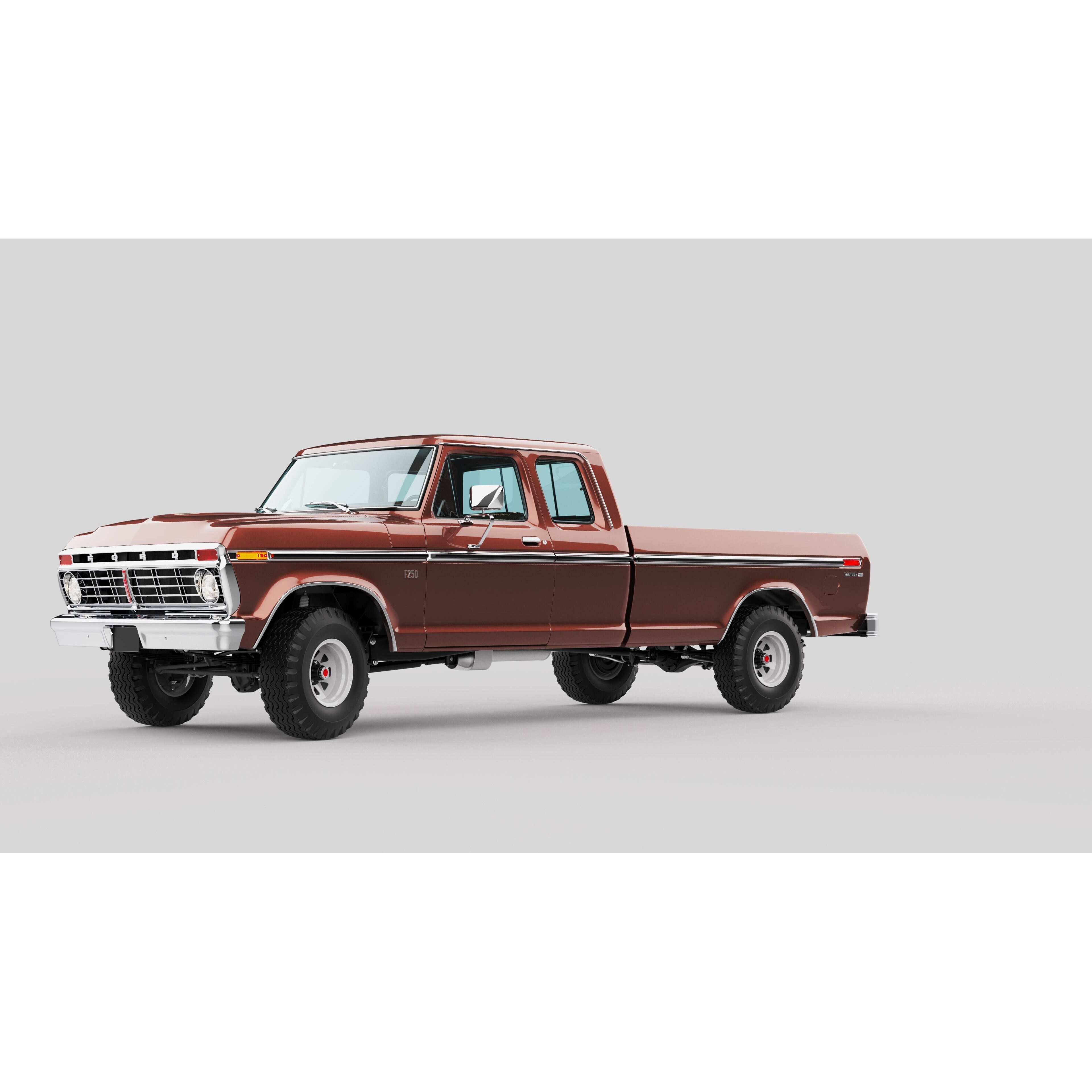 Pickup F250 Super Cab 1973-1978 - Game-Ready 3D Model - View 6