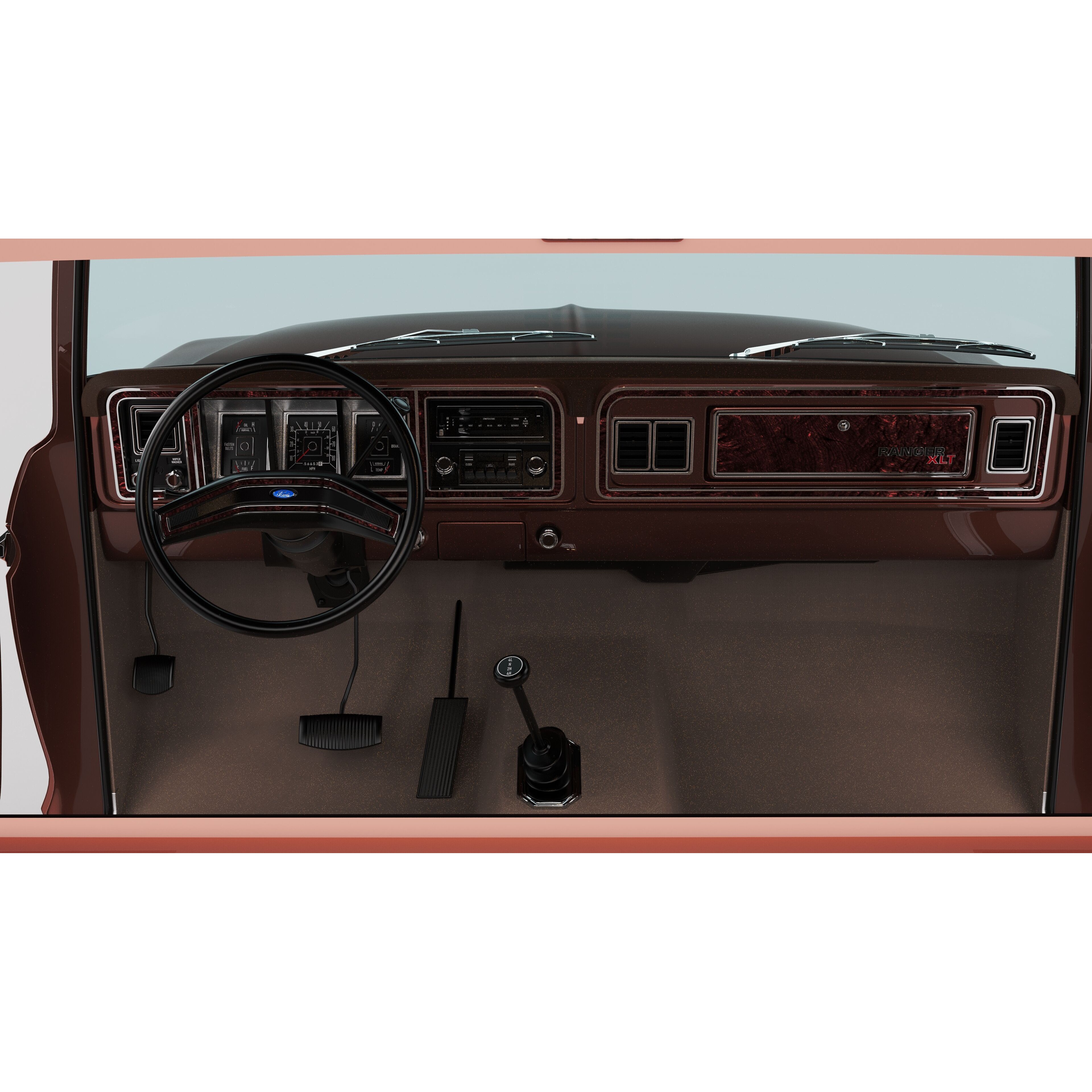 Pickup F250 Super Cab 1973-1978 - Game-Ready 3D Model - View 74