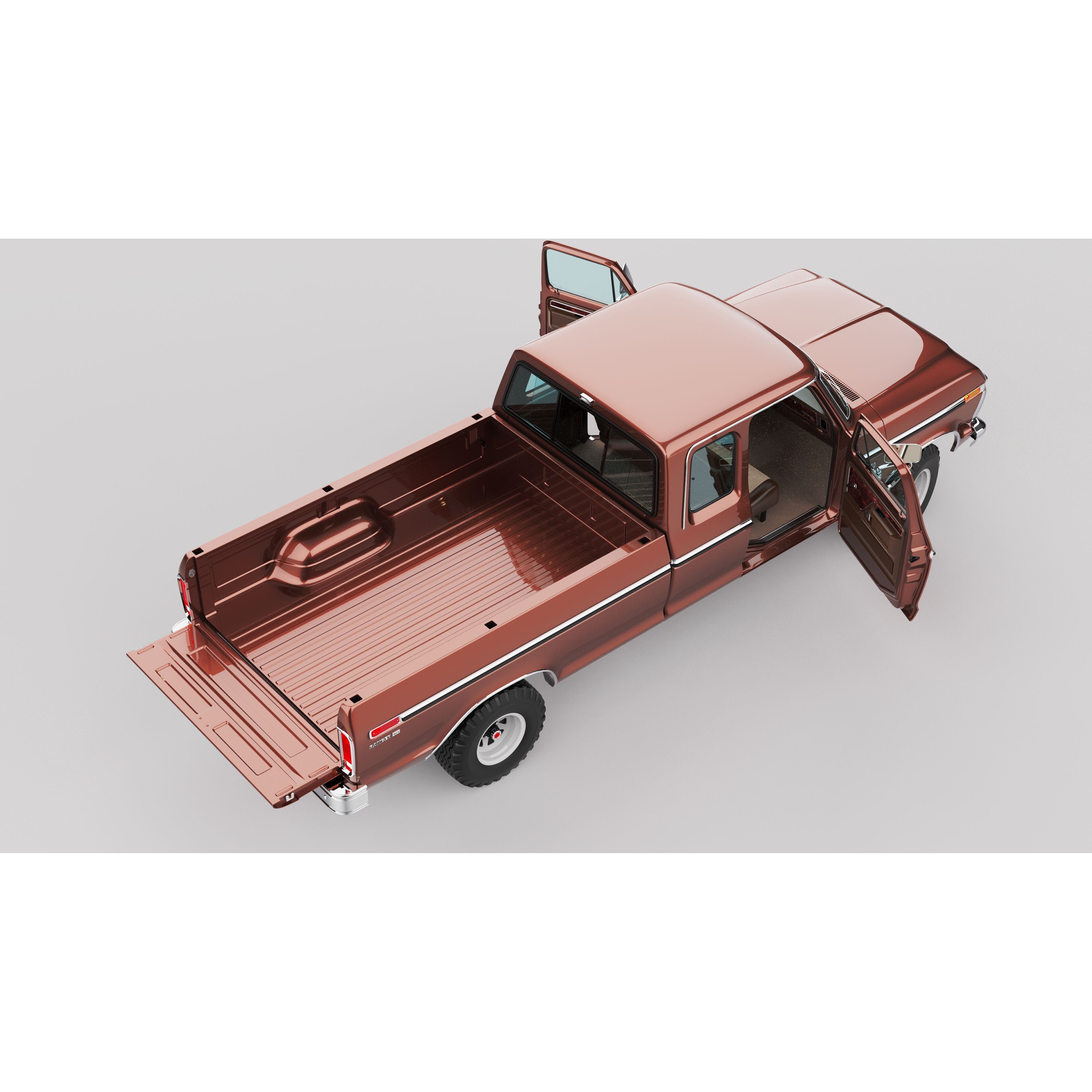Pickup F250 Super Cab 1973-1978 - Game-Ready 3D Model - View 76