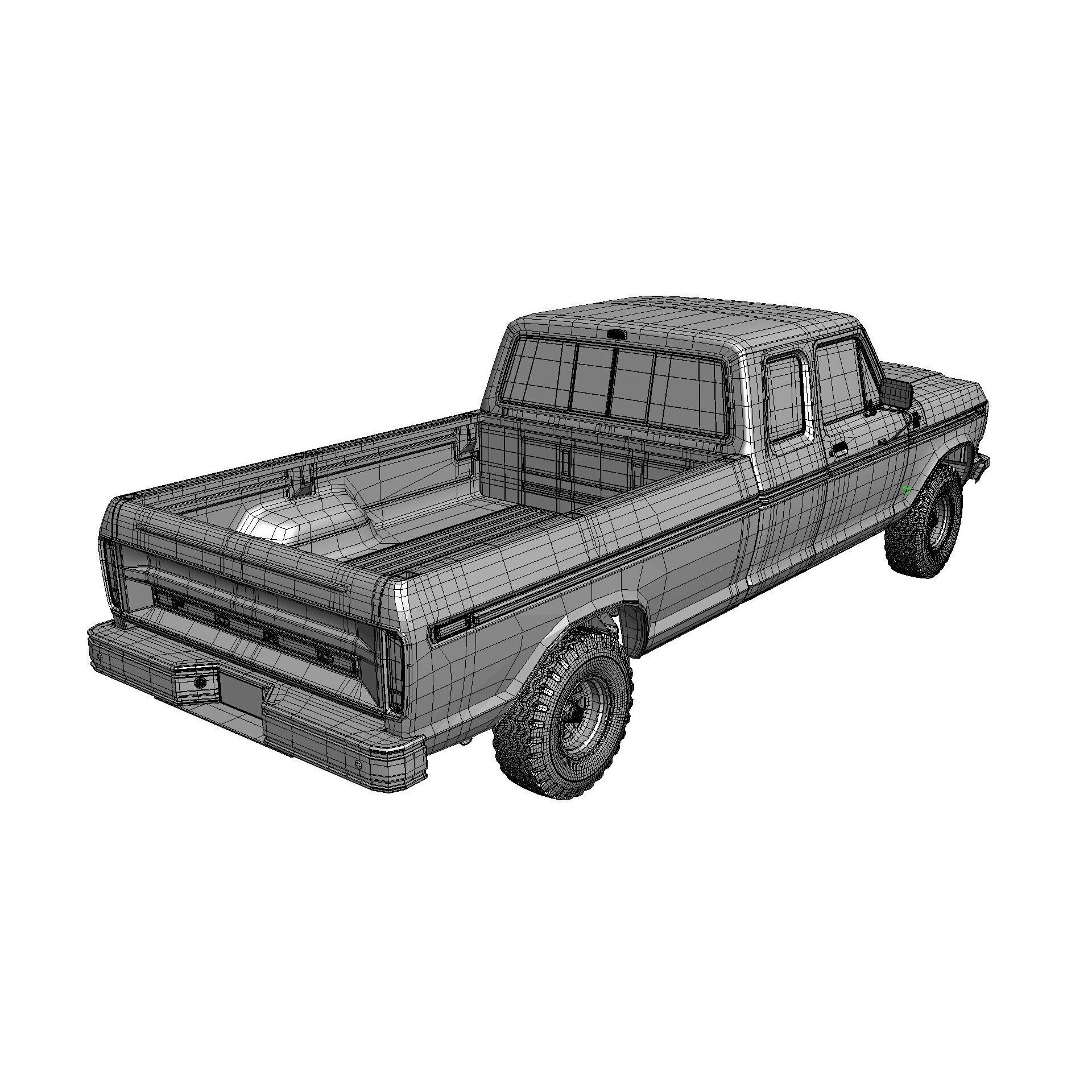 Pickup F250 Super Cab 1973-1978 - Game-Ready 3D Model - View 78