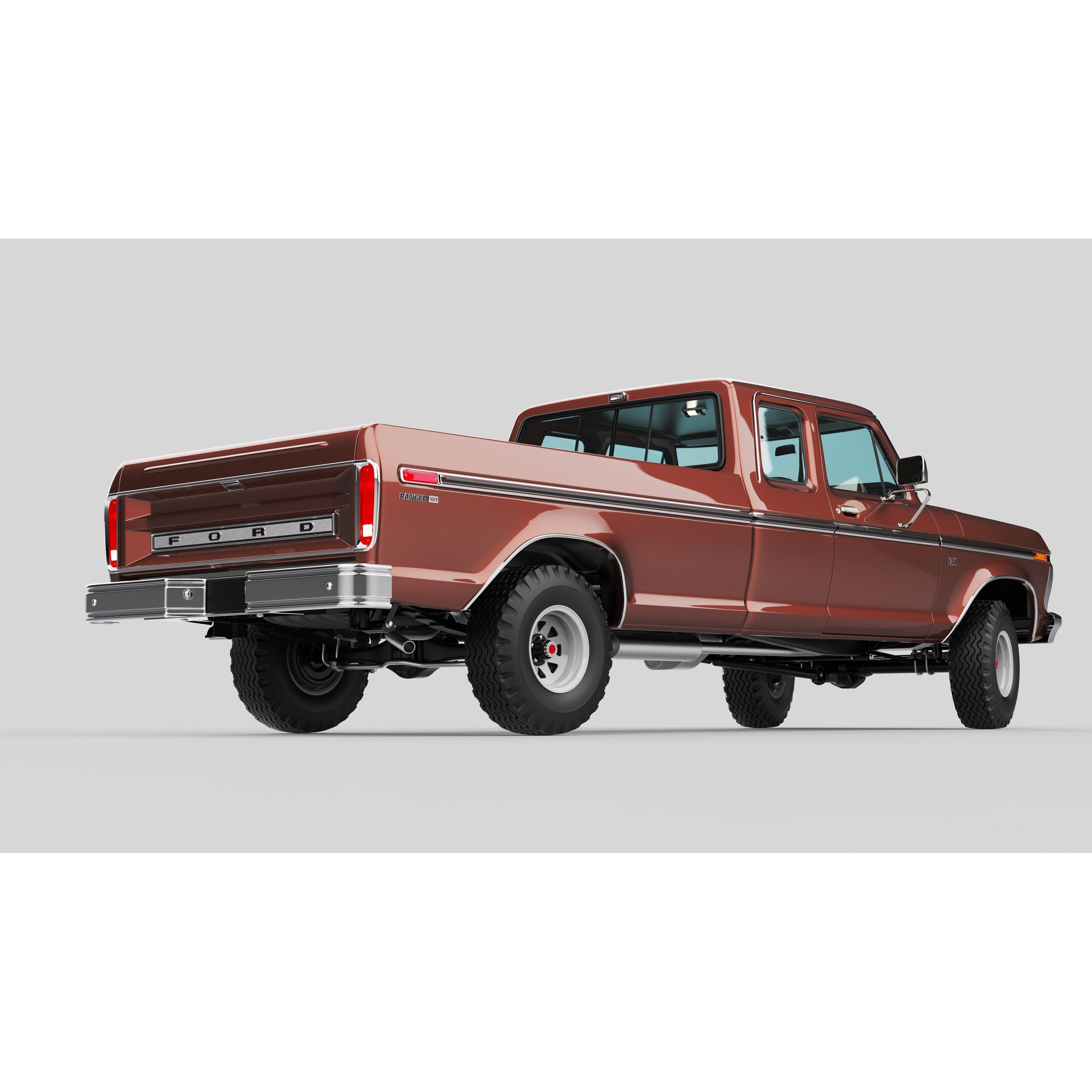 Pickup F250 Super Cab 1973-1978 - Game-Ready 3D Model - View 9