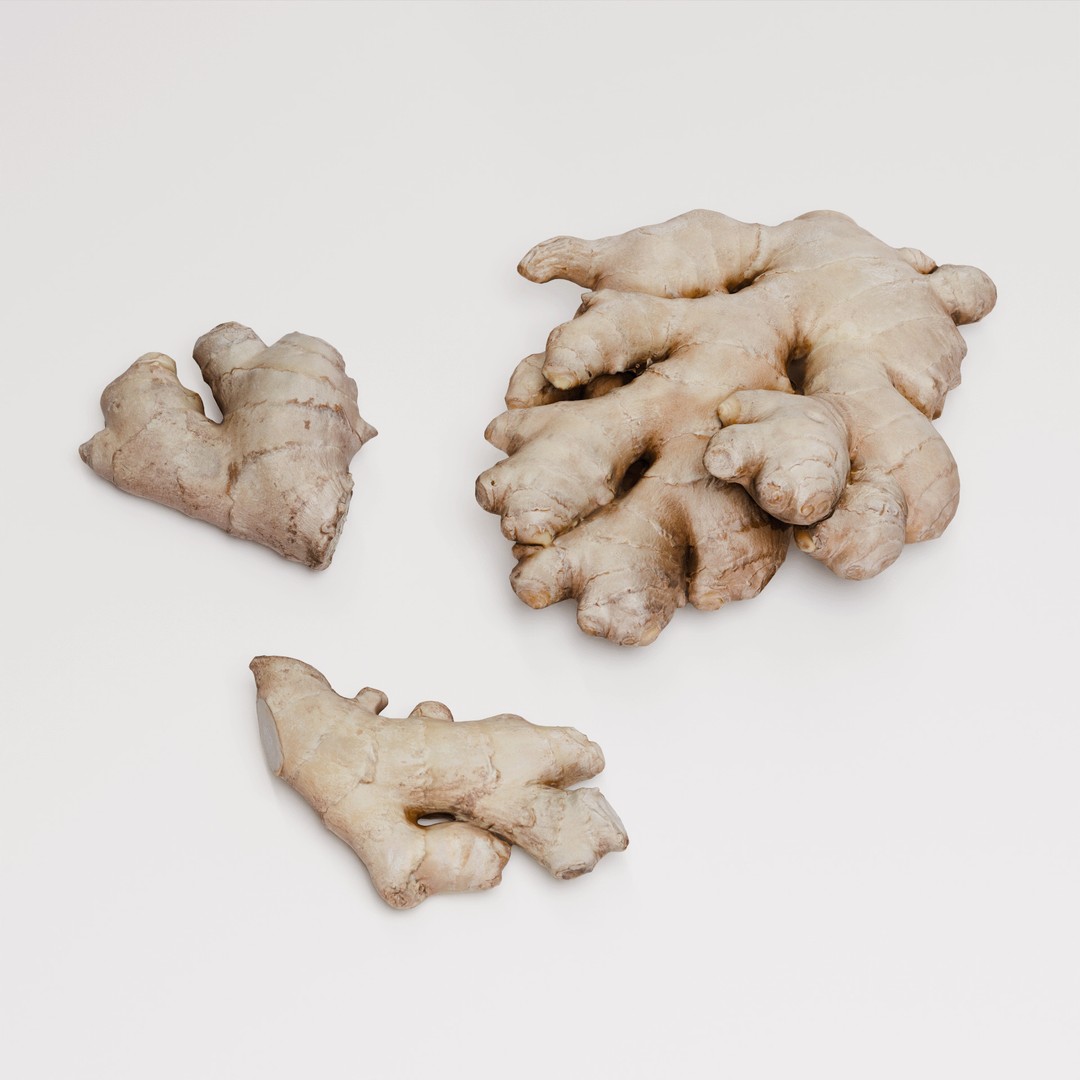 Ginger 3D Model – Low Poly PBR Asset for Food Visualizations - View 6