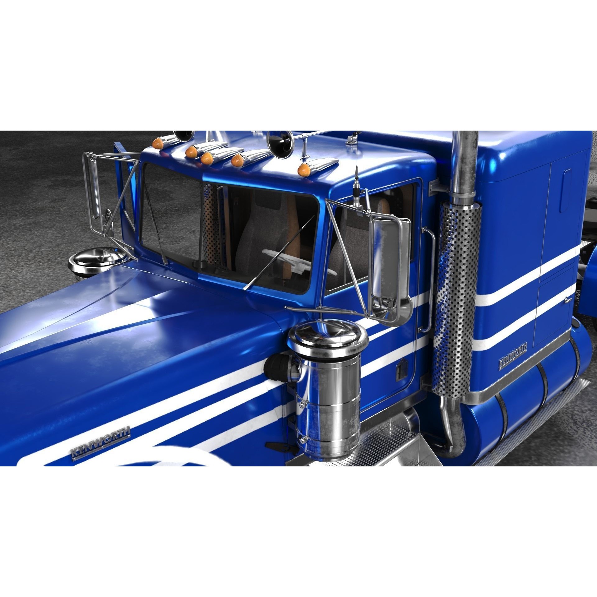 Kenworth W900A - Low-Poly Game-Ready 3D Model - View 10