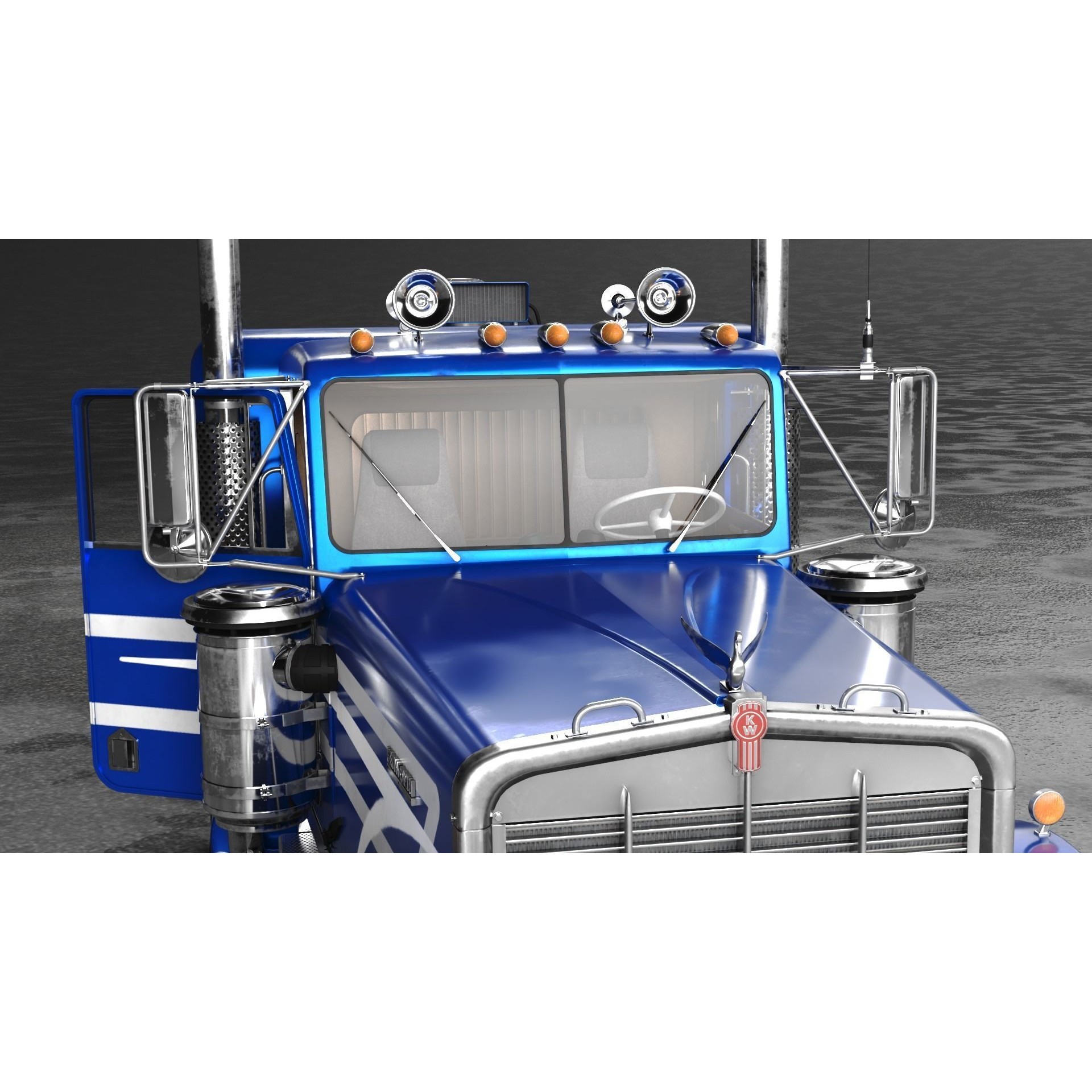 Kenworth W900A - Low-Poly Game-Ready 3D Model - View 13