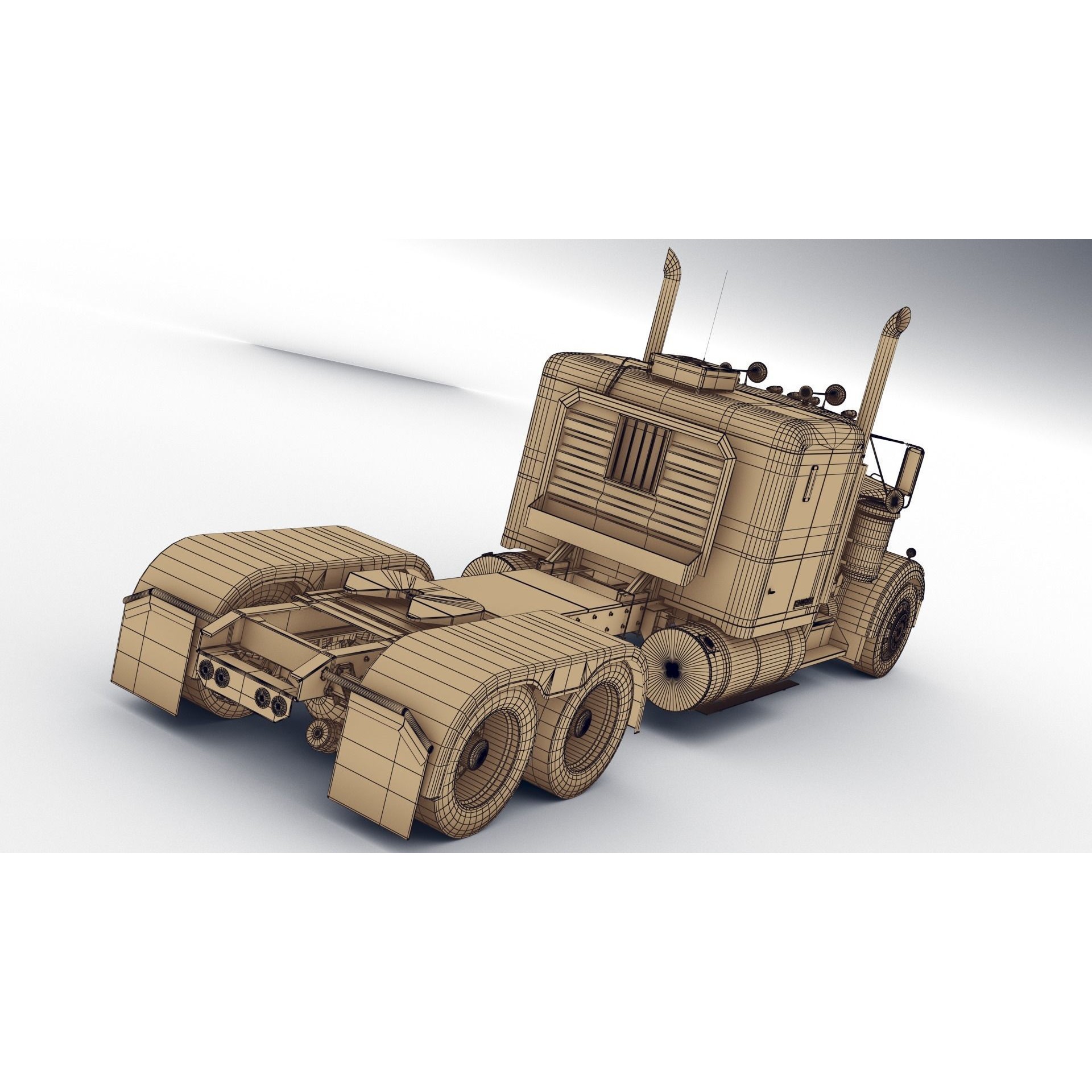 Kenworth W900A - Low-Poly Game-Ready 3D Model - View 16
