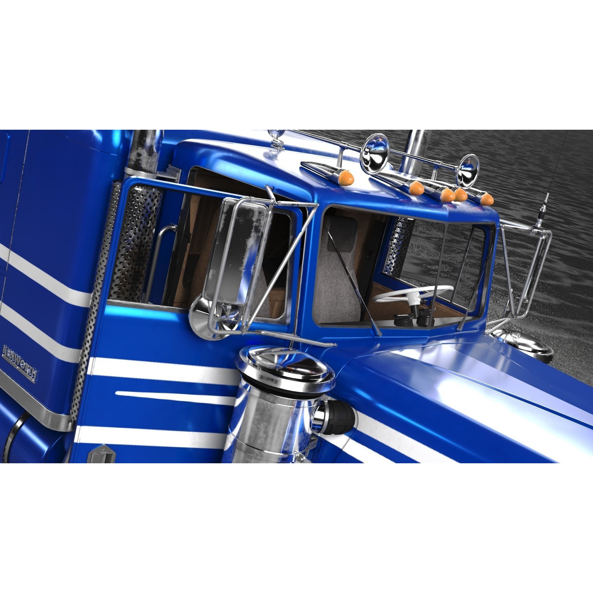 Kenworth W900A - Low-Poly Game-Ready 3D Model - View 9