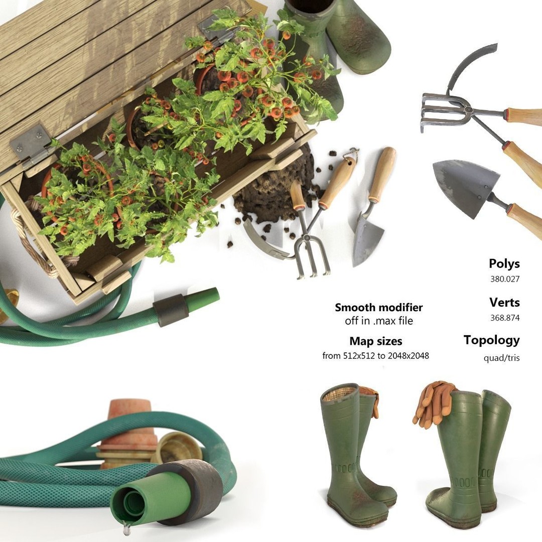 Tomato Plant 3D Model – Garden Toolkit with PBR Textures, OBJ & MAX - View 3