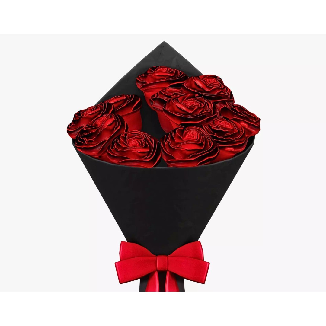 Valentines Wine Bottle 3D Model – Low Poly Gift Prop with Bouquet - View 16