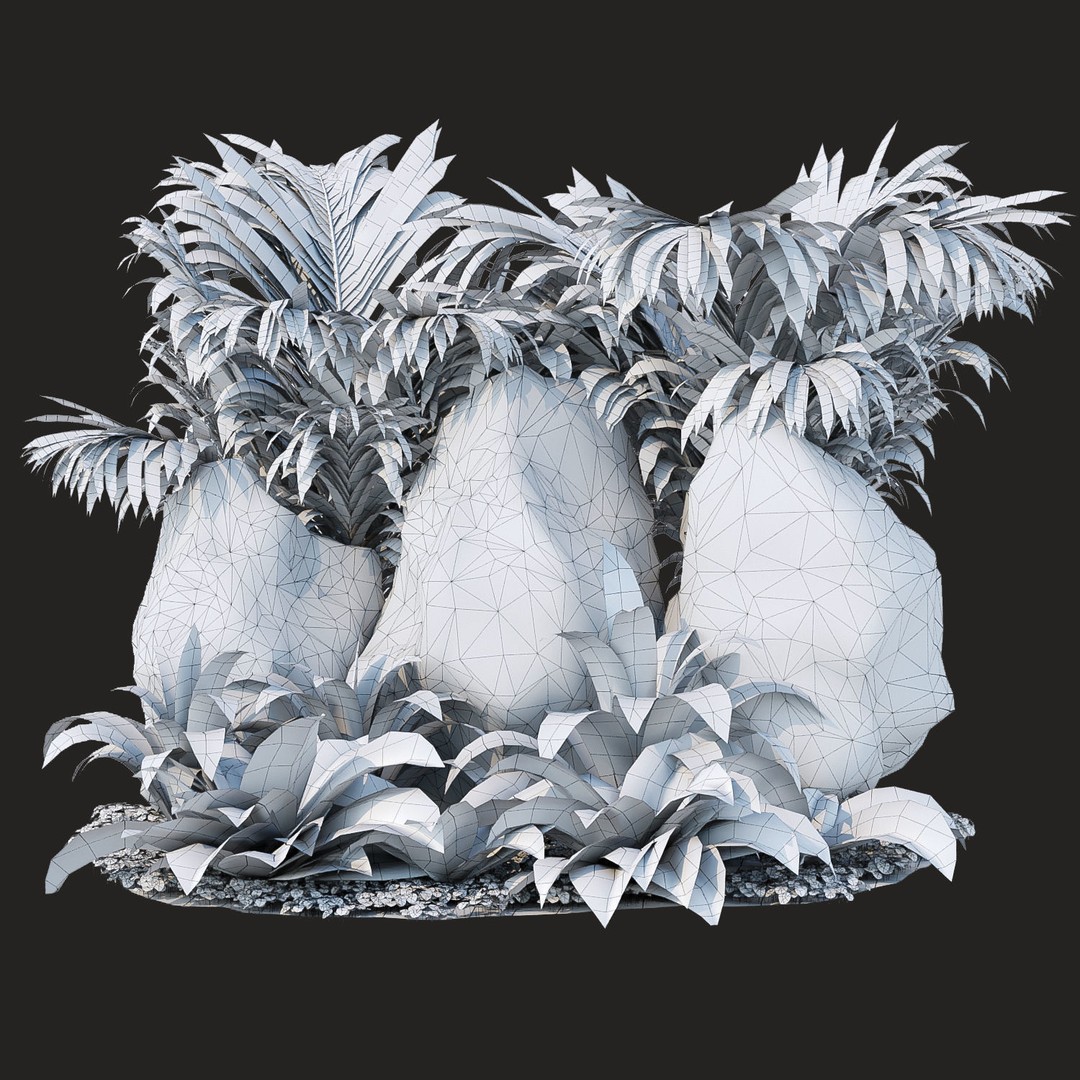 Mossy Garden 3D Model – Low Poly Asset Collection, PBR Textures - View 11