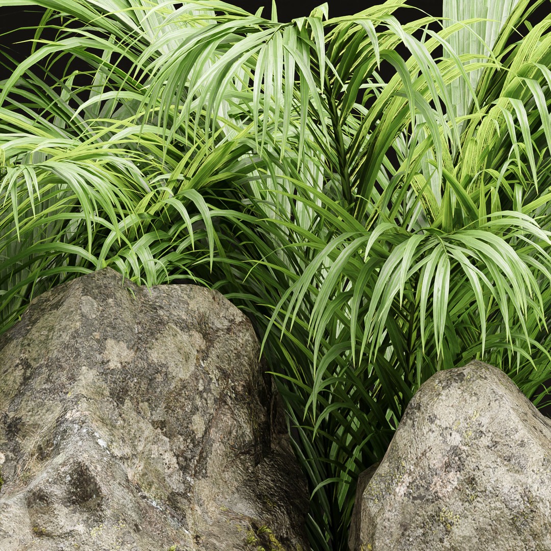 Mossy Garden 3D Model – Low Poly Asset Collection, PBR Textures - View 5