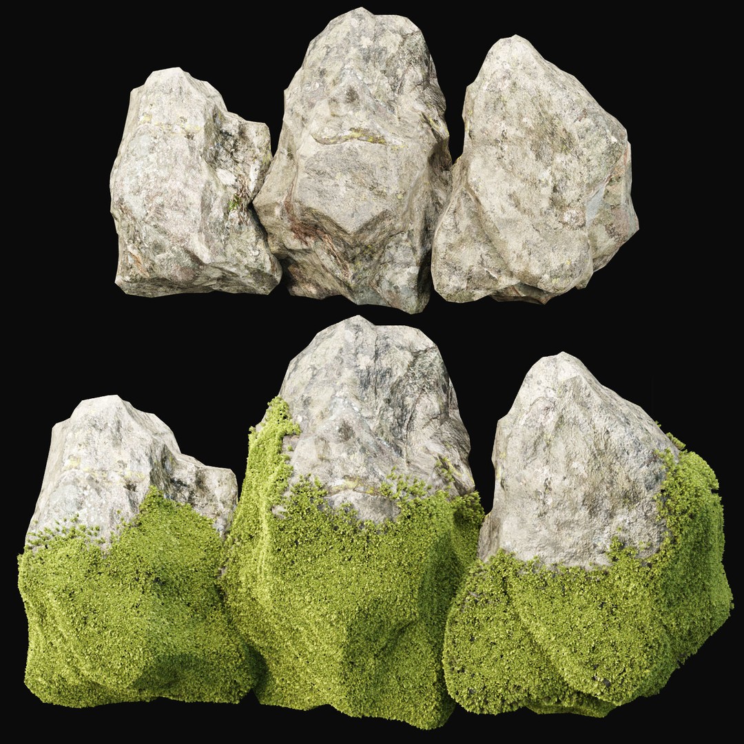 Mossy Garden 3D Model – Low Poly Asset Collection, PBR Textures - View 7