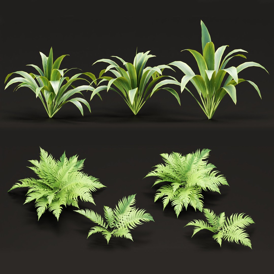 Mossy Garden 3D Model – Low Poly Asset Collection, PBR Textures - View 8