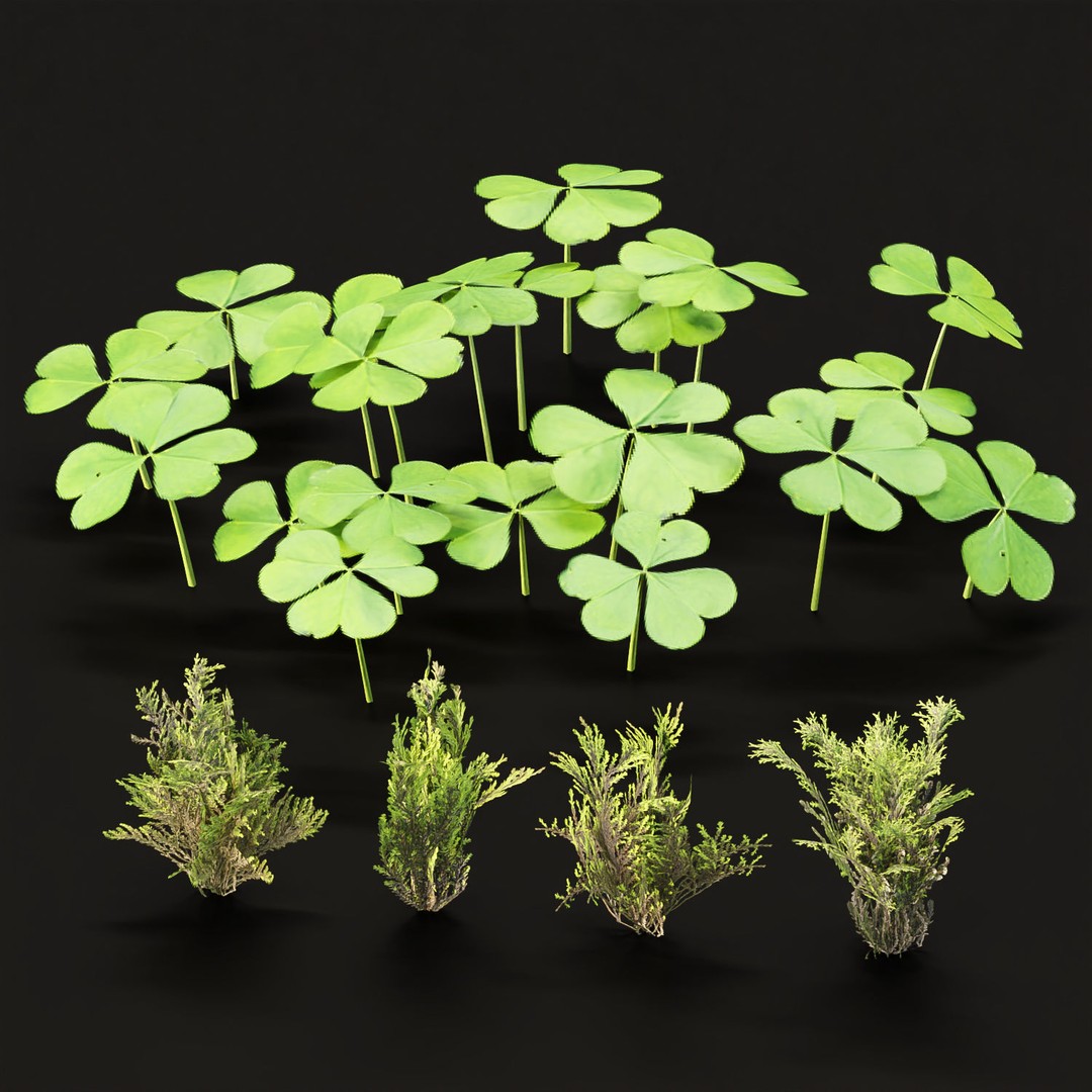 Mossy Garden 3D Model – Low Poly Asset Collection, PBR Textures - View 9