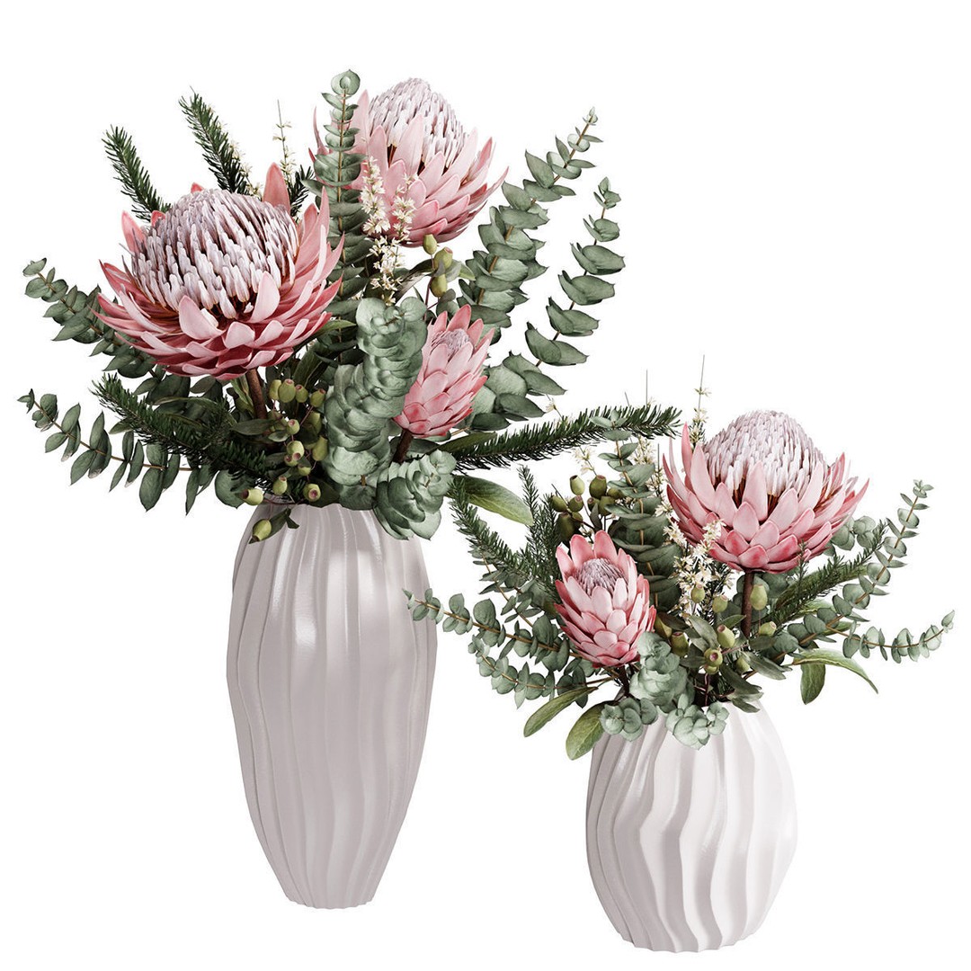 Flower In Vase 3D Model – High Poly Indoor Decor, FBX & OBJ Formats - View 3