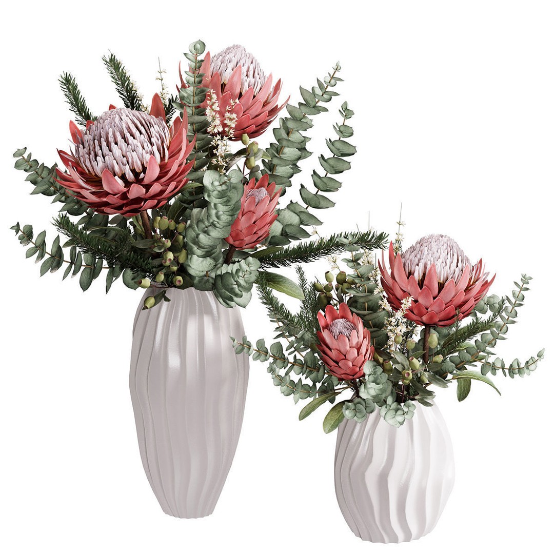 Flower In Vase 3D Model – High Poly Indoor Decor, FBX & OBJ Formats - View 4