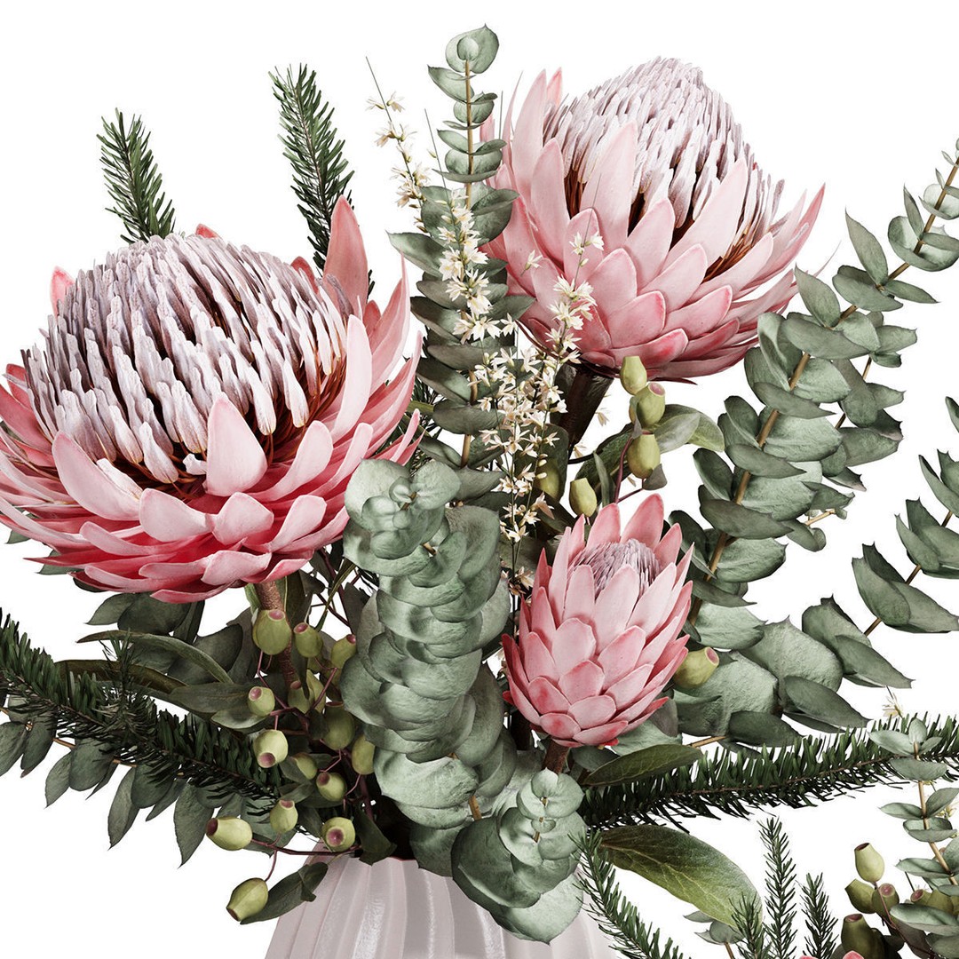 Flower In Vase 3D Model – High Poly Indoor Decor, FBX & OBJ Formats - View 6