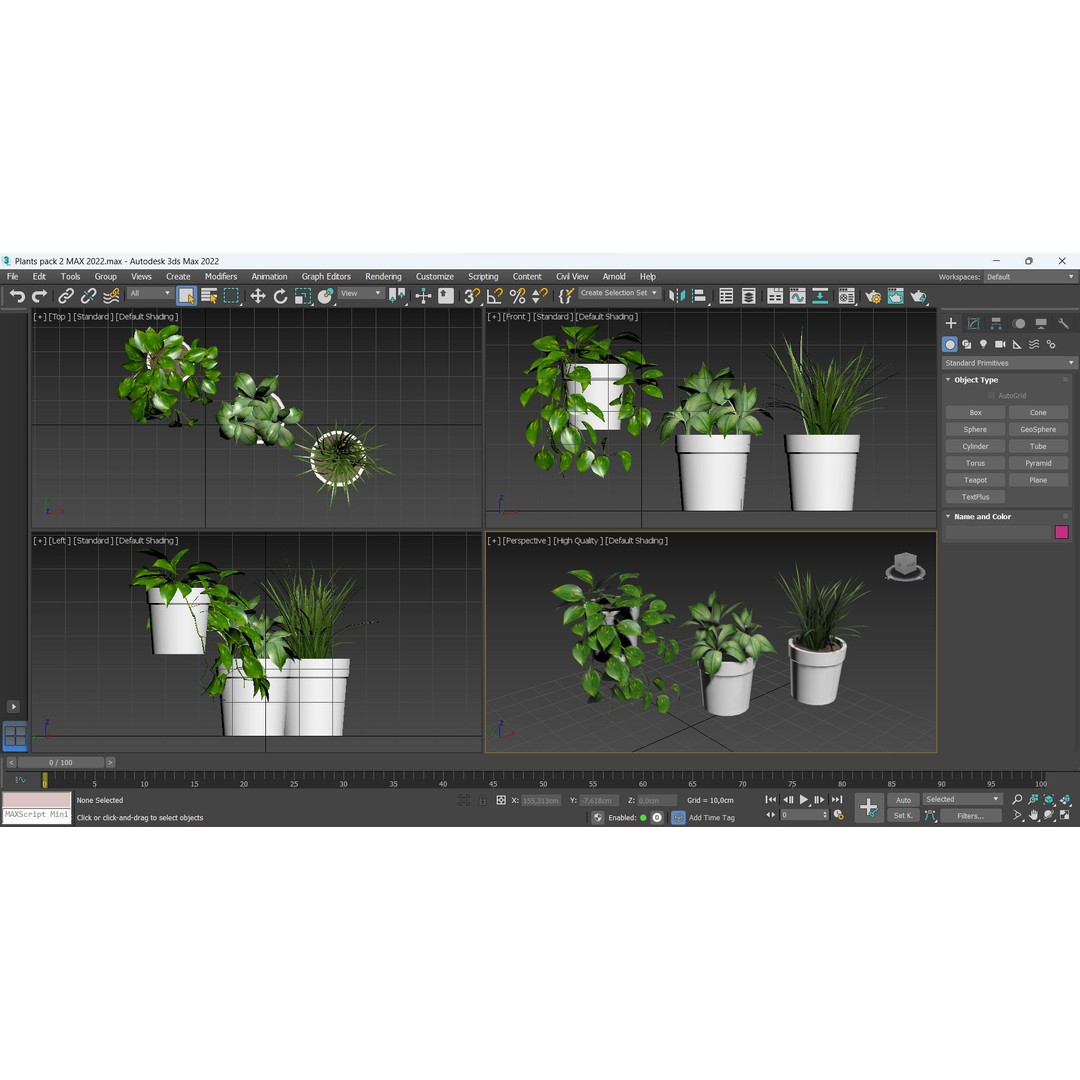 Plants 3D Model – Low Poly Pot Plant Pack, FBX & OBJ Formats - View 10