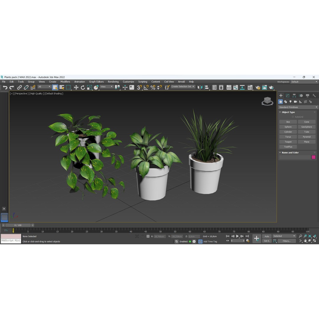 Plants 3D Model – Low Poly Pot Plant Pack, FBX & OBJ Formats - View 11