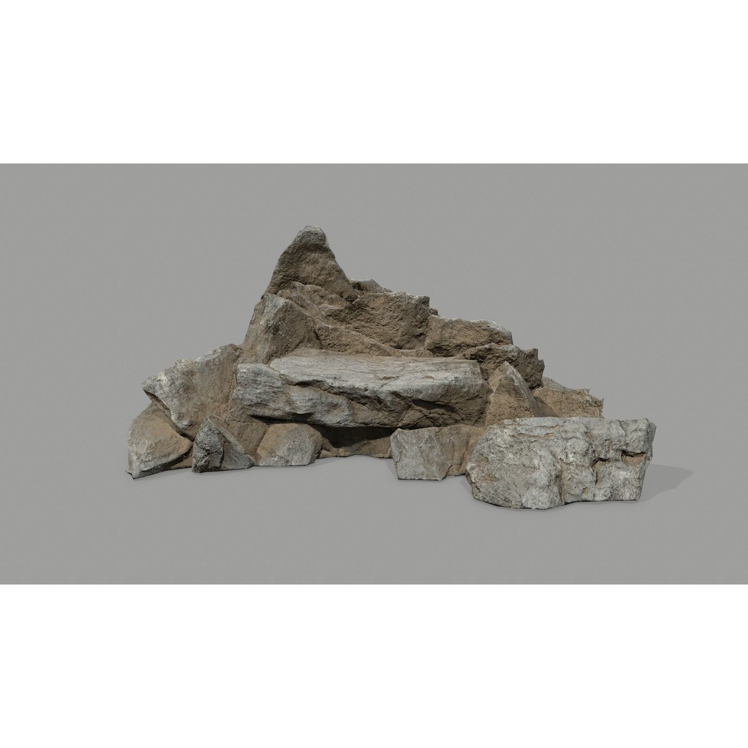 Desert Rocks 3D Model – Low Poly Game Asset, FBX, OBJ, Blender - View 29