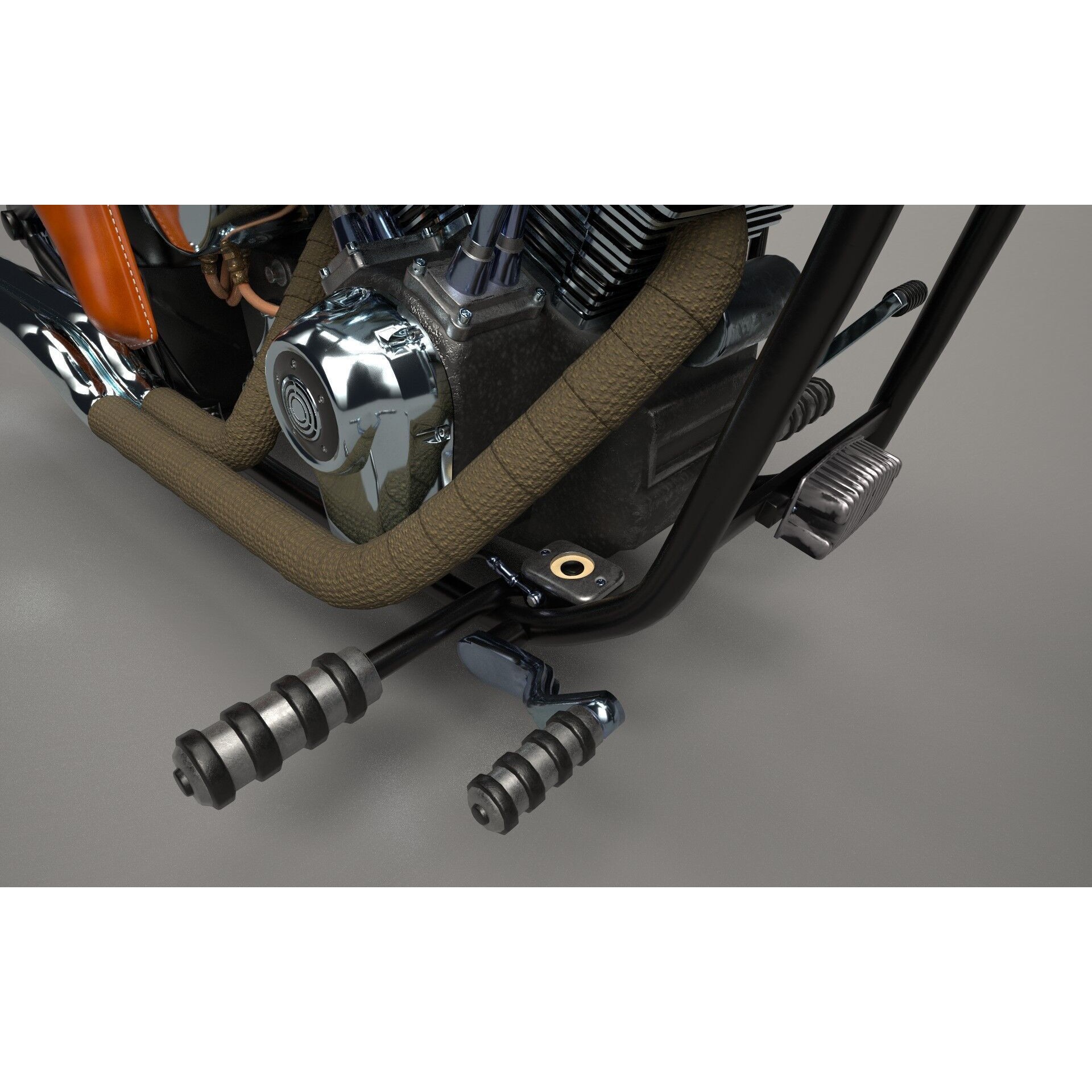 Custom Chopper Motorcycle - Game-Ready 3D Model - View 13