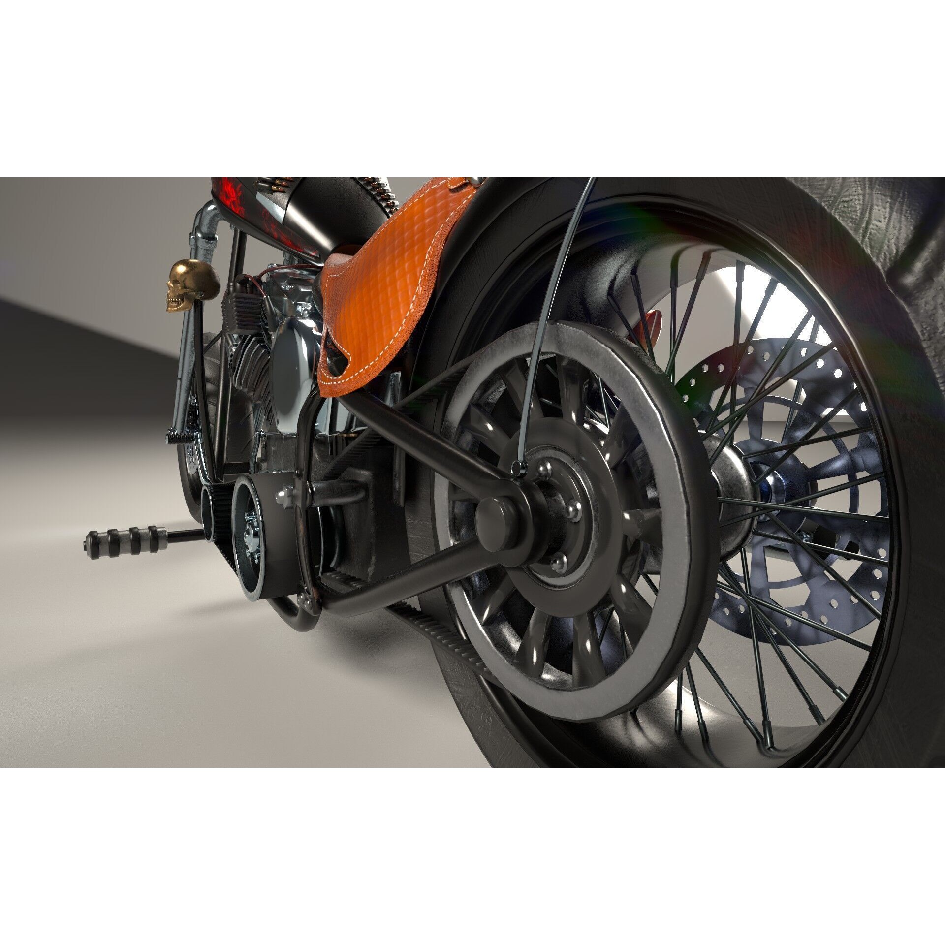 Custom Chopper Motorcycle - Game-Ready 3D Model - View 14