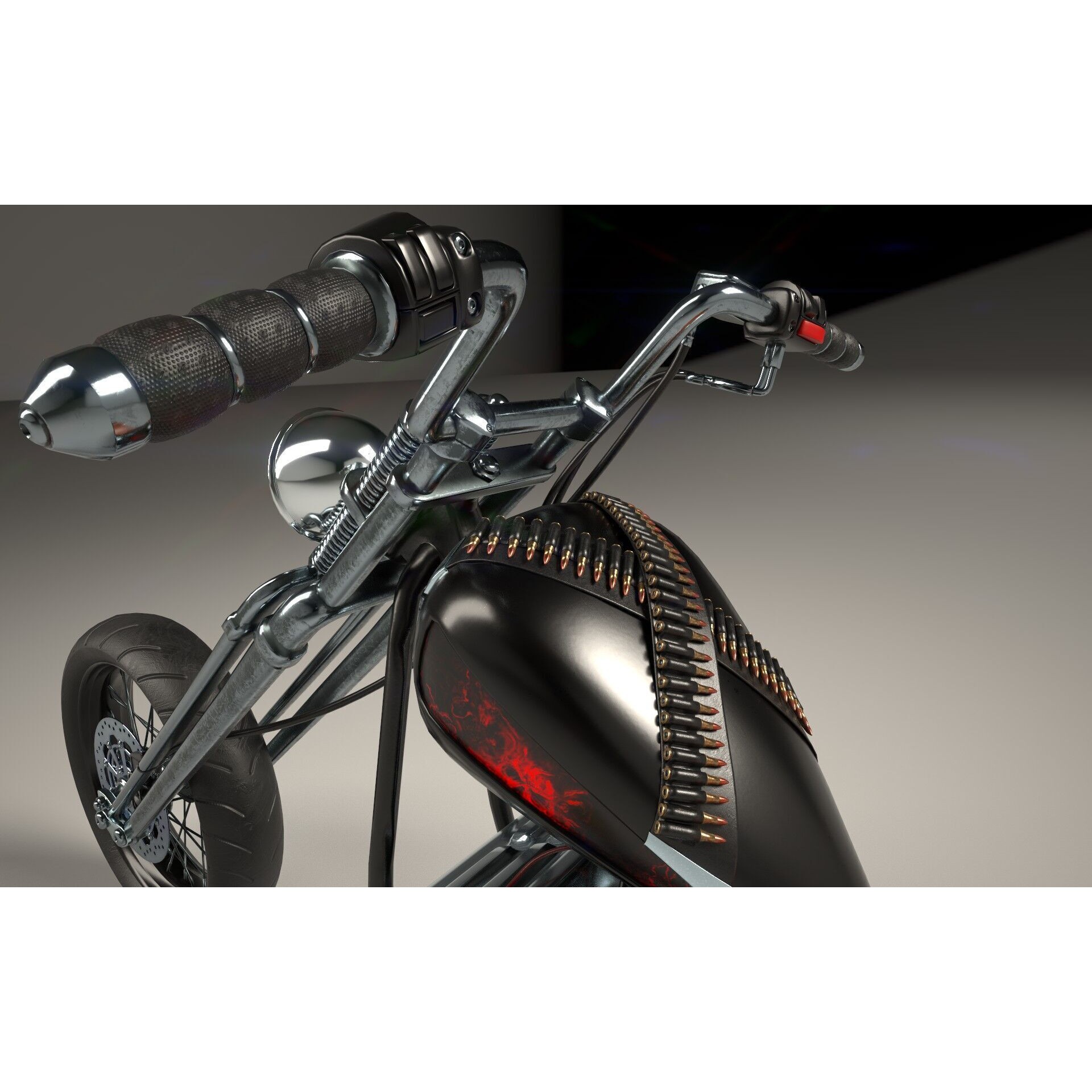 Custom Chopper Motorcycle - Game-Ready 3D Model - View 15