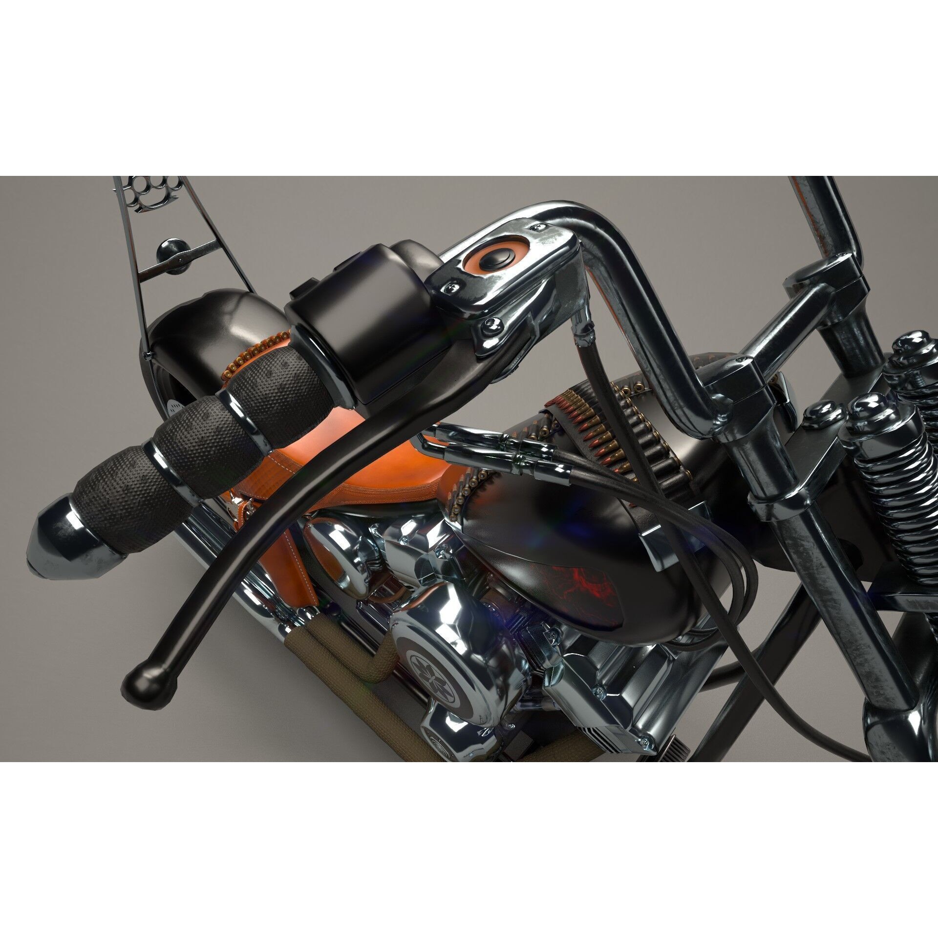 Custom Chopper Motorcycle - Game-Ready 3D Model - View 18