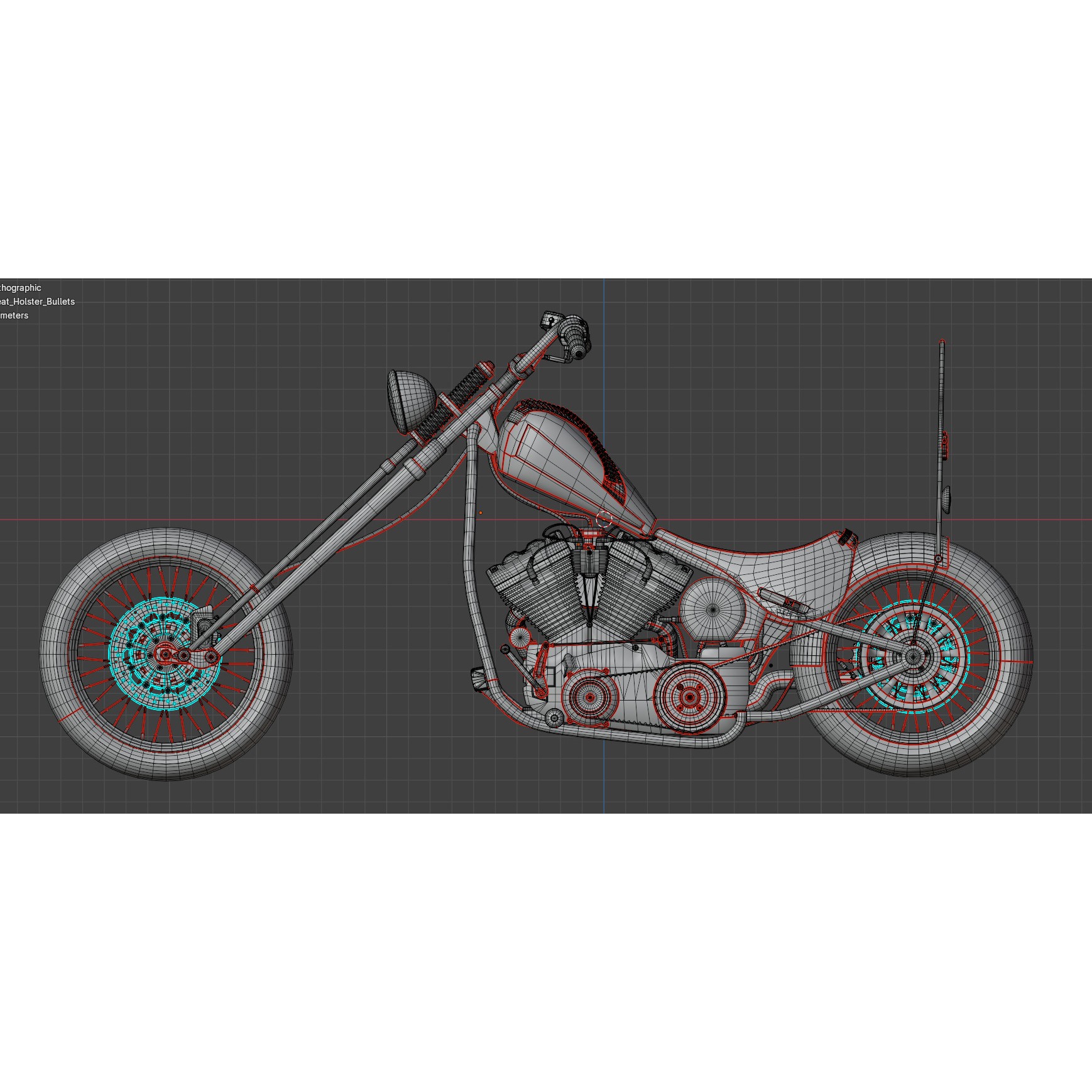 Custom Chopper Motorcycle - Game-Ready 3D Model - View 20